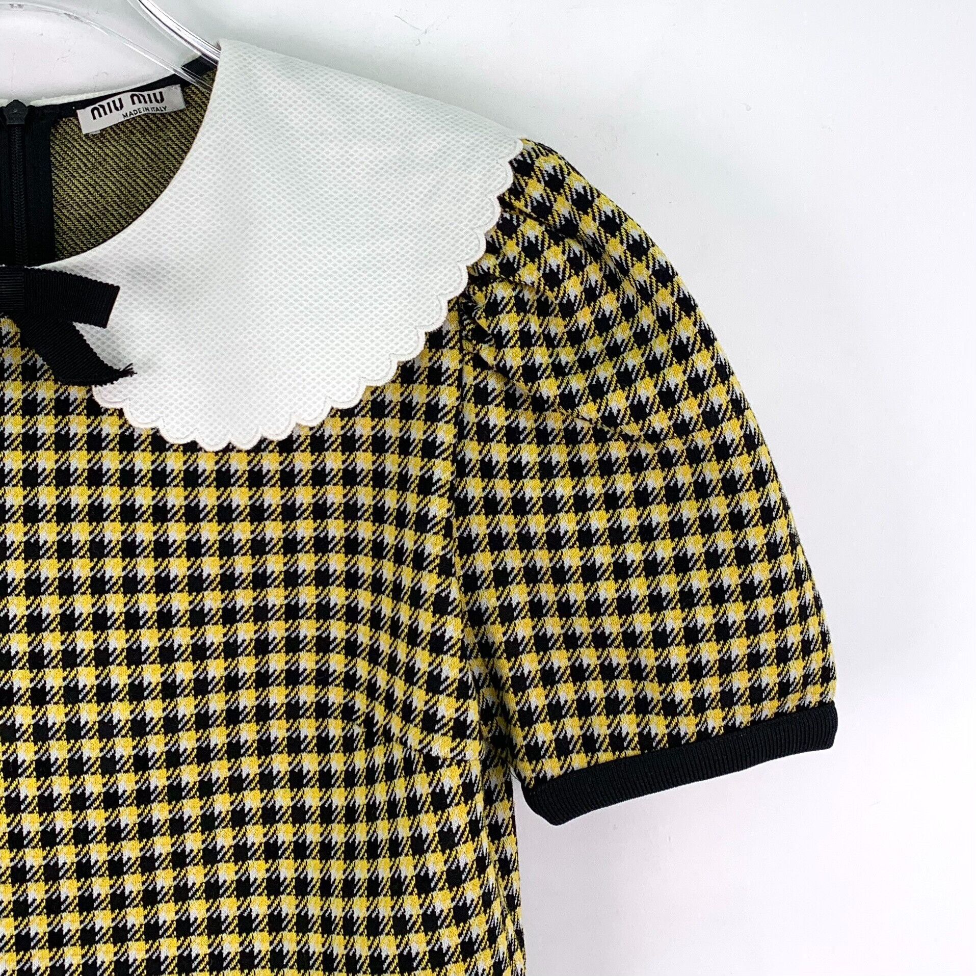 Miu Miu Miu Miu Scalloped Collar Houndstooth Top L Size L / US 10 / IT 46 - 4 Thumbnail