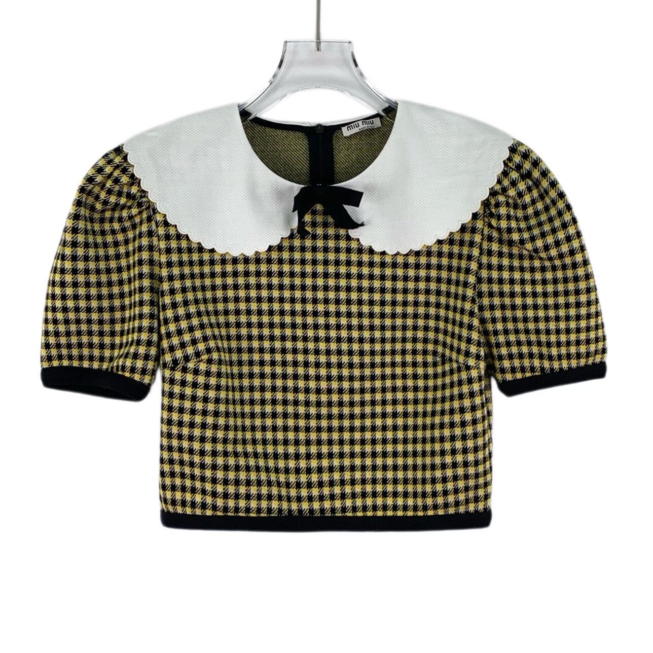 Miu Miu Miu Miu Scalloped Collar Houndstooth Top L Size L / US 10 / IT 46 - 2 Thumbnail