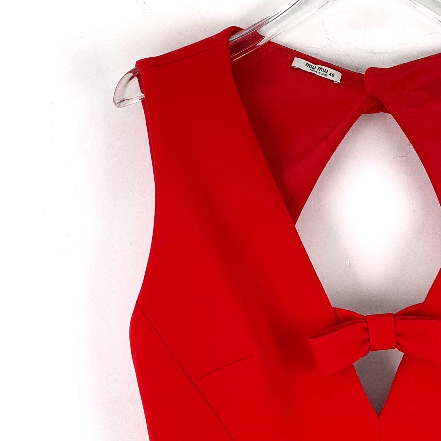Miu Miu Miu Miu Red Bow Cutout Mini Dress 40 Size S / US 4 / IT 40 - 4 Thumbnail