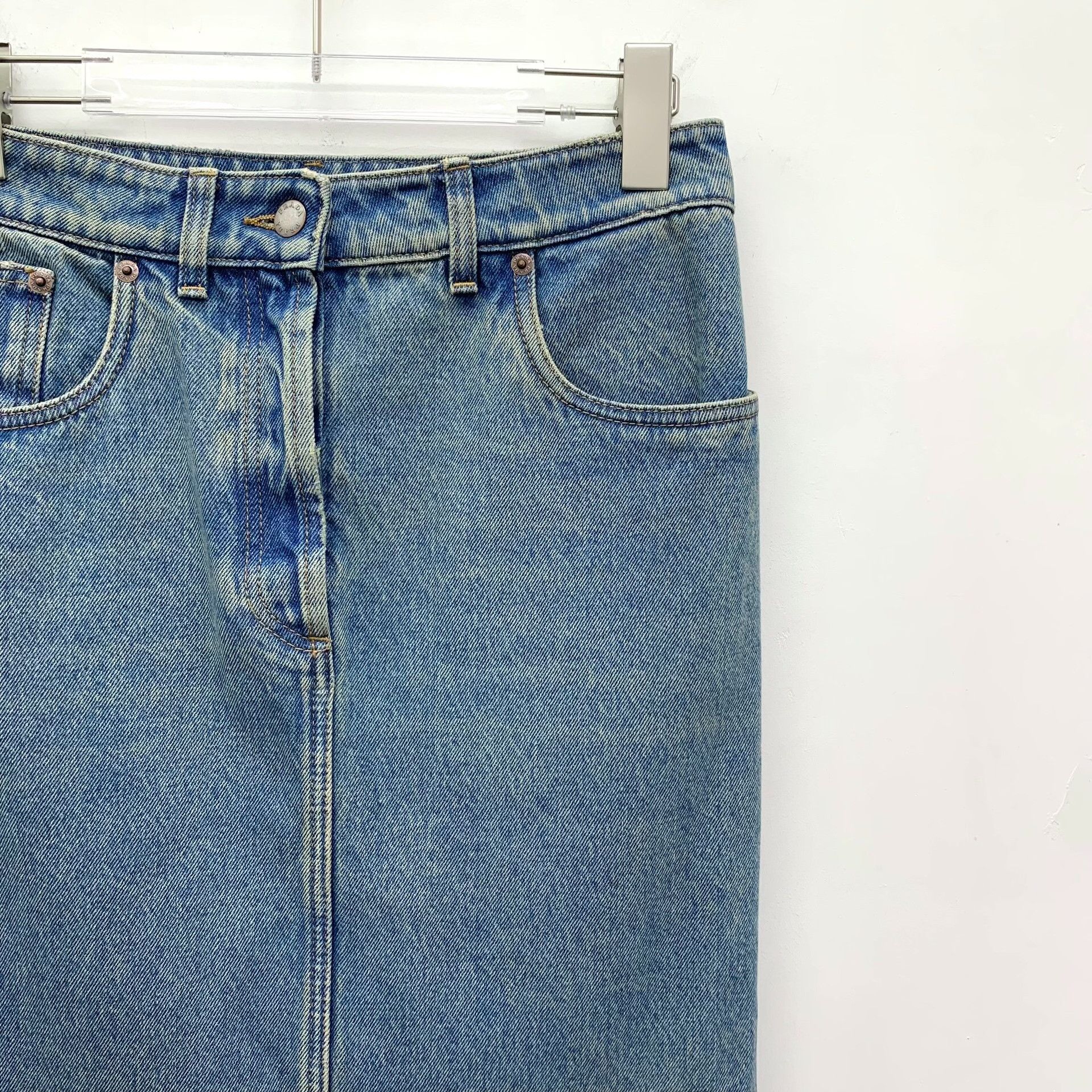 Prada Prada Triangle Logo Denim Maxi Skirt 36 Size 25" / US 0 / IT 36 - 4 Thumbnail