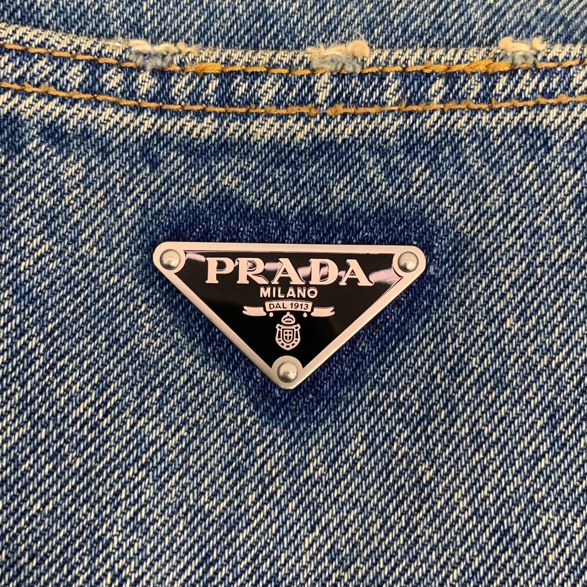 Prada Prada Triangle Logo Denim Maxi Skirt 36 Size 25" / US 0 / IT 36 - 6 Thumbnail