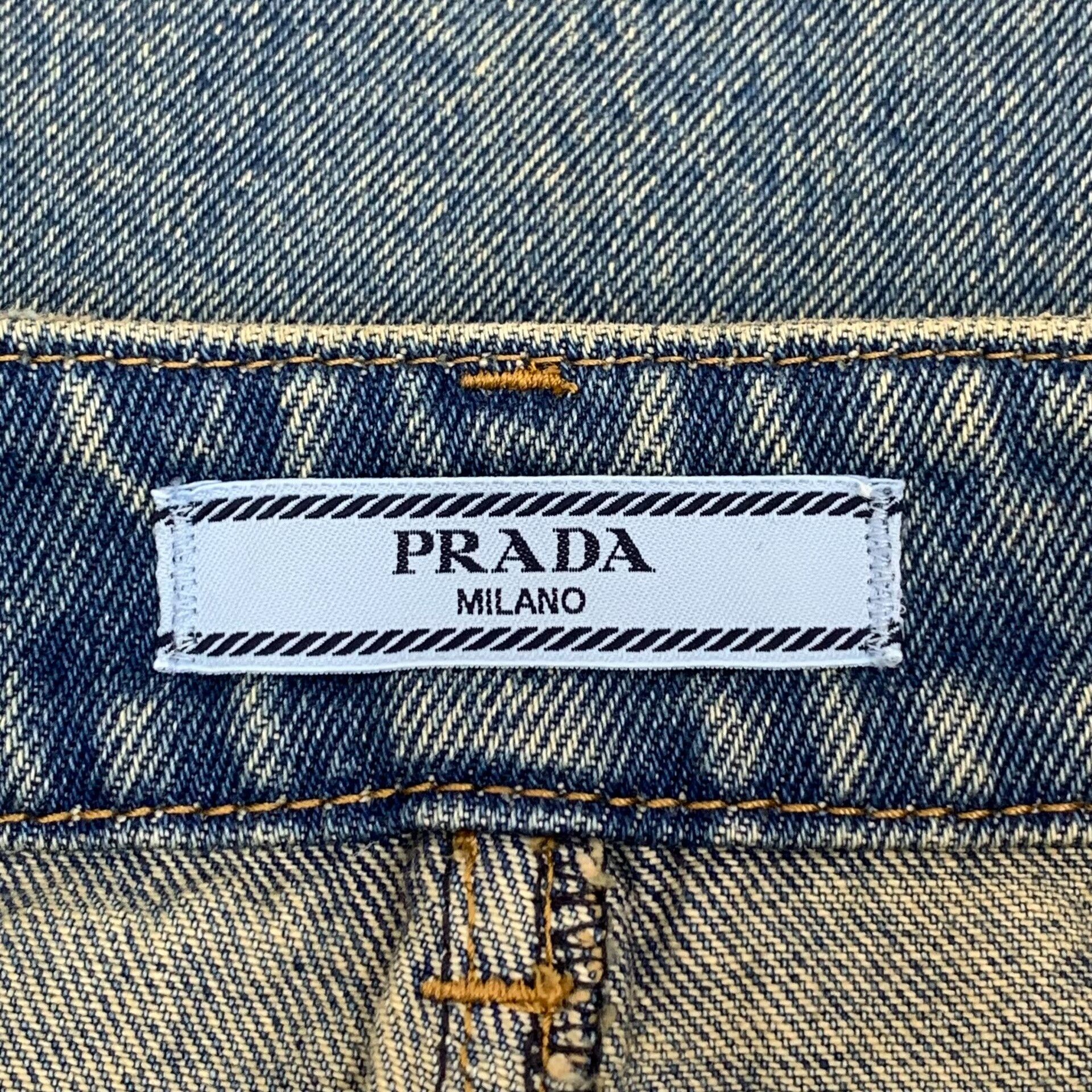Prada Prada Triangle Logo Denim Maxi Skirt 36 Size 25" / US 0 / IT 36 - 7 Thumbnail