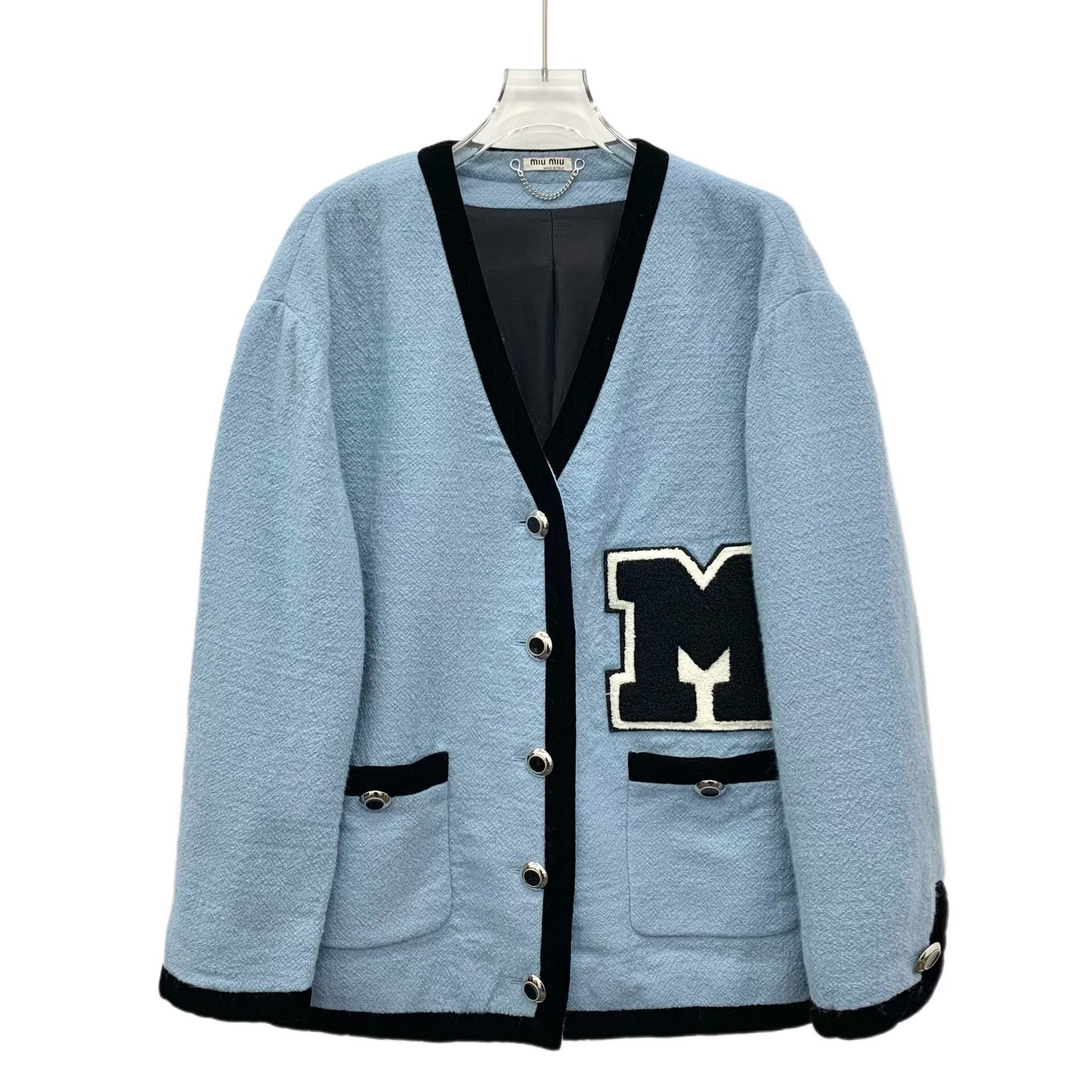 Miu Miu Miu Miu Wool V-Neck Logo Cardigan Size IT 40 Size S / US 4 / IT 40 - 2 Thumbnail