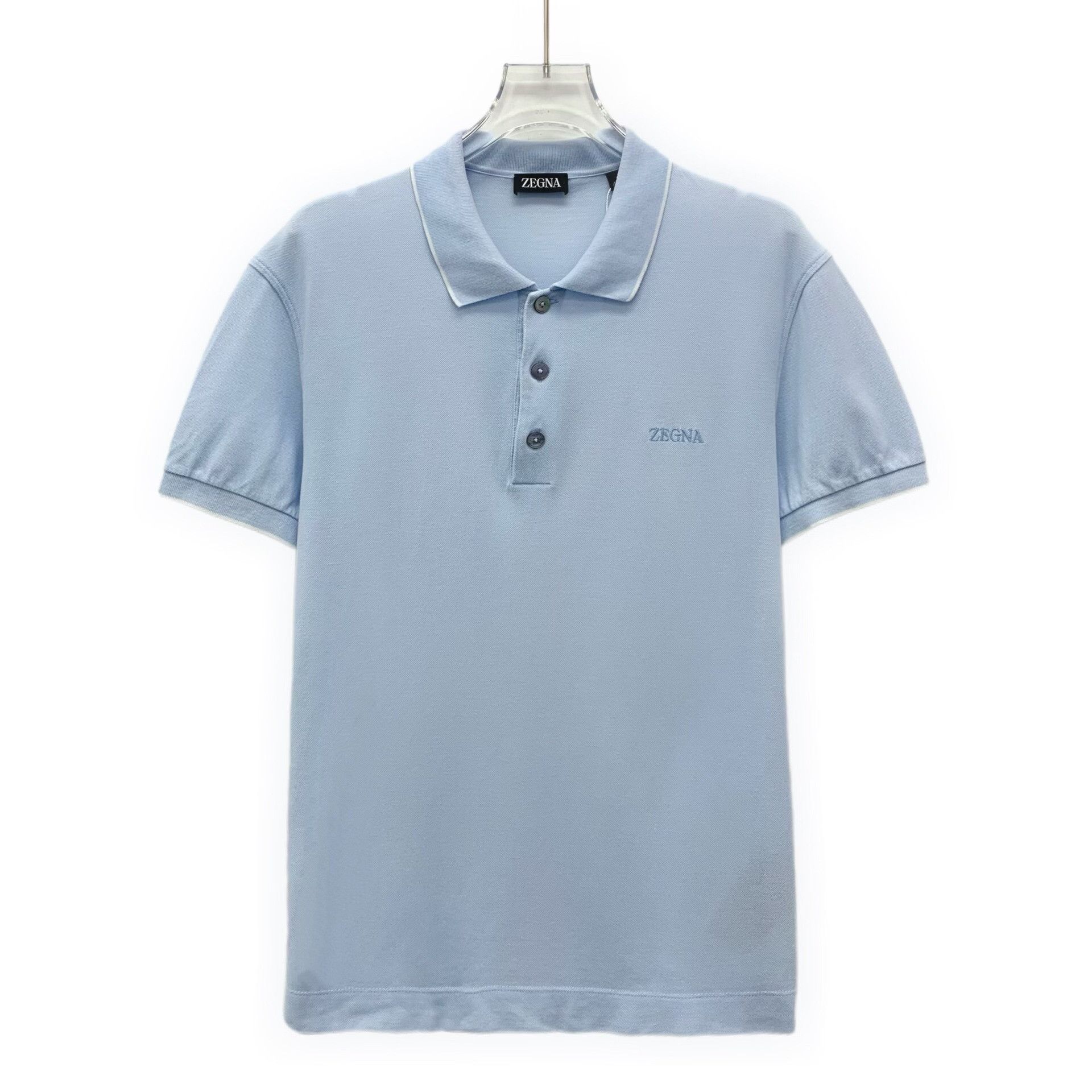Z Zegna Zegna Embroidered Logo Cotton Polo Shirt Size 48 Size US M / EU 48-50 / 2 - 2 Thumbnail