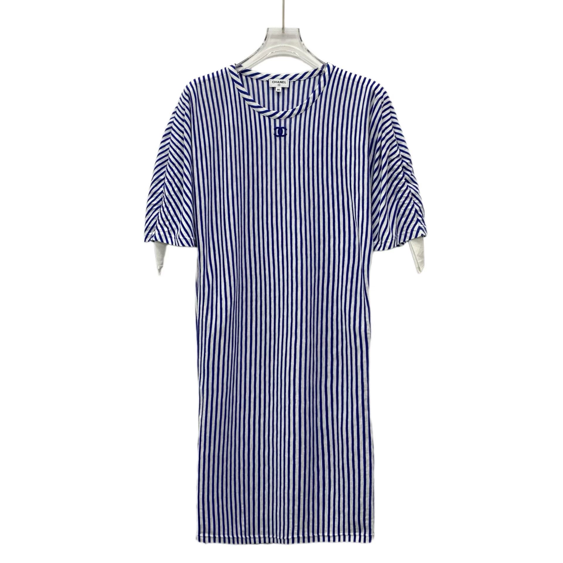 Chanel Chanel Striped CC Embroidered Dress 38 Size S / US 4 / IT 40 - 2 Thumbnail