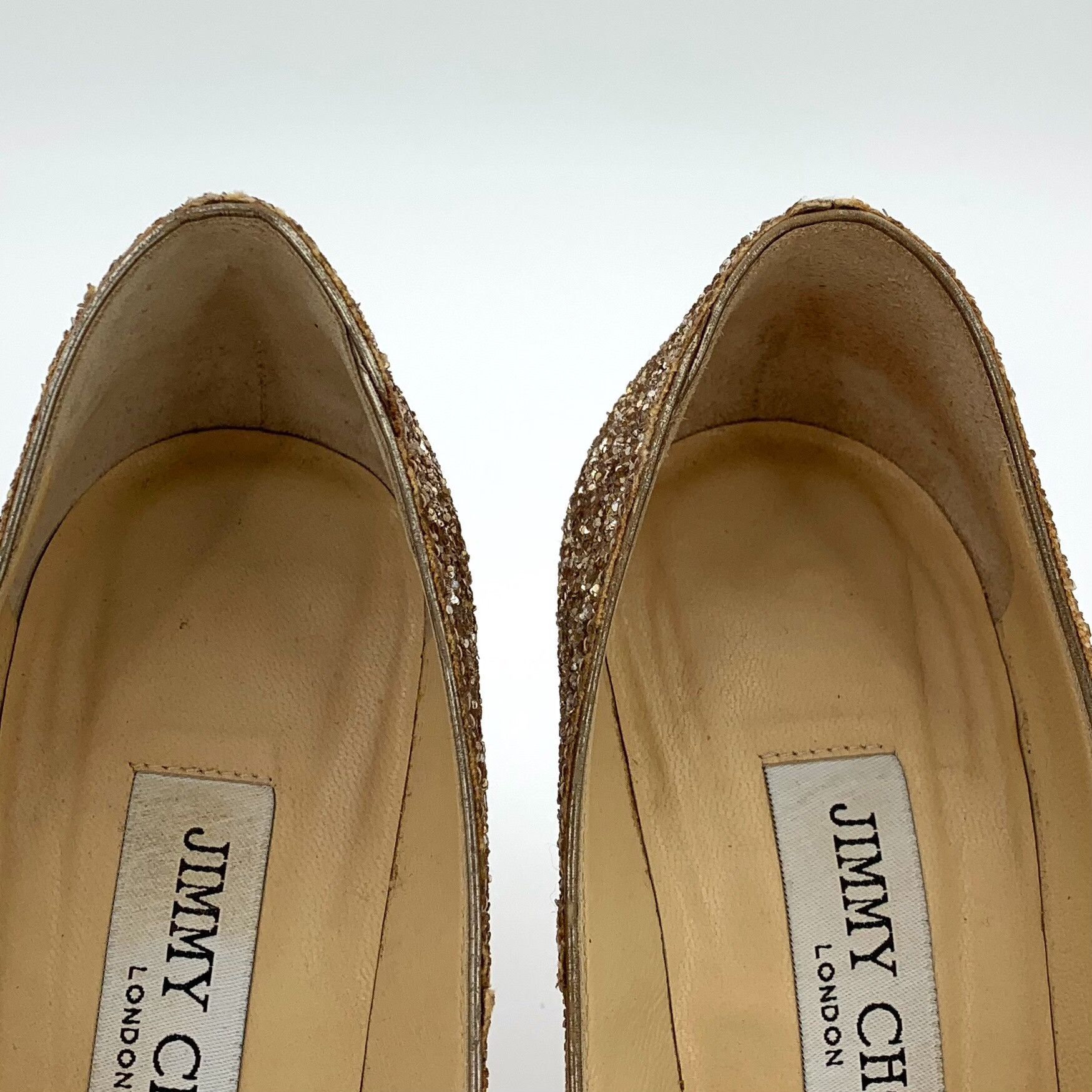 Jimmy Choo Jimmy Choo Gold Glitter Pointed Toe Pumps IT 35 Size US 5 / IT 35 - 9 Thumbnail