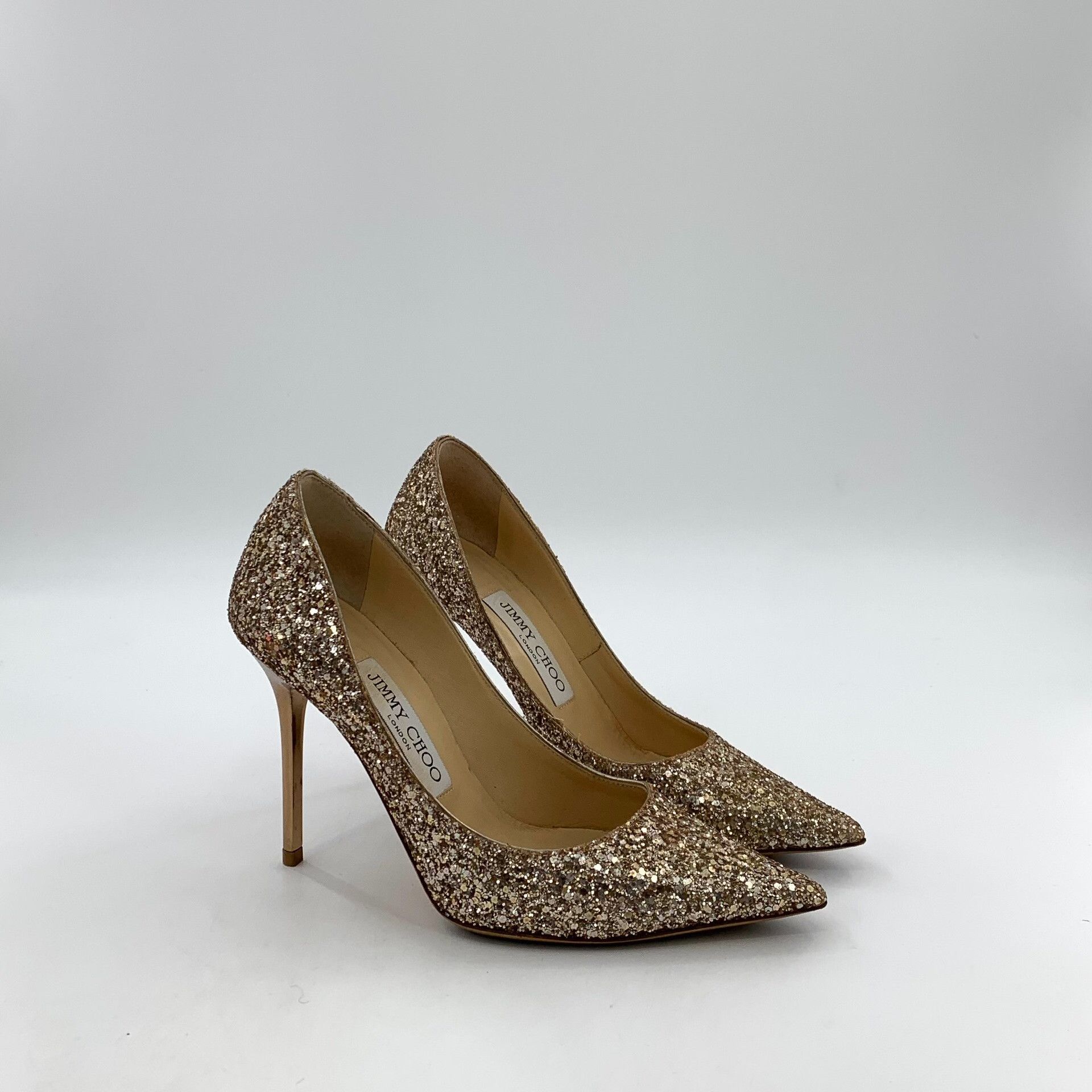 Jimmy Choo Jimmy Choo Gold Glitter Pointed Toe Pumps IT 35 Size US 5 / IT 35 - 3 Thumbnail