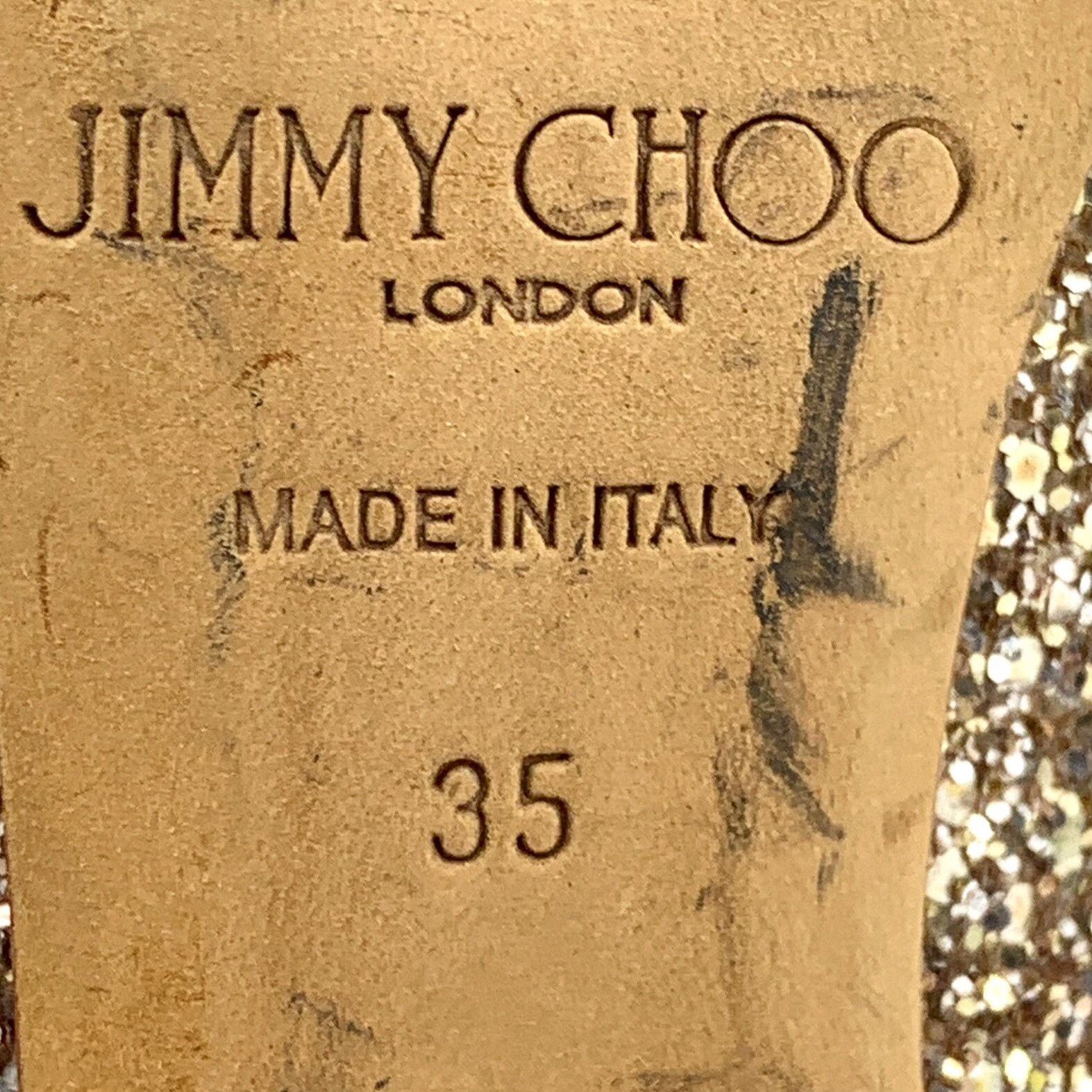 Jimmy Choo Jimmy Choo Gold Glitter Pointed Toe Pumps IT 35 Size US 5 / IT 35 - 7 Thumbnail