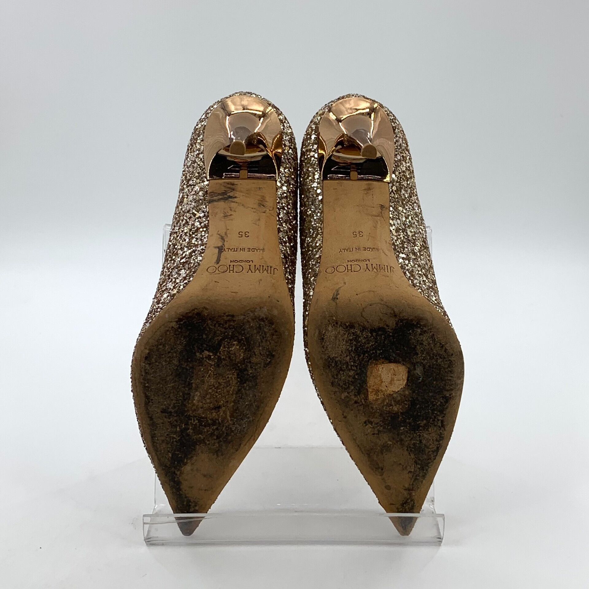 Jimmy Choo Jimmy Choo Gold Glitter Pointed Toe Pumps IT 35 Size US 5 / IT 35 - 6 Thumbnail