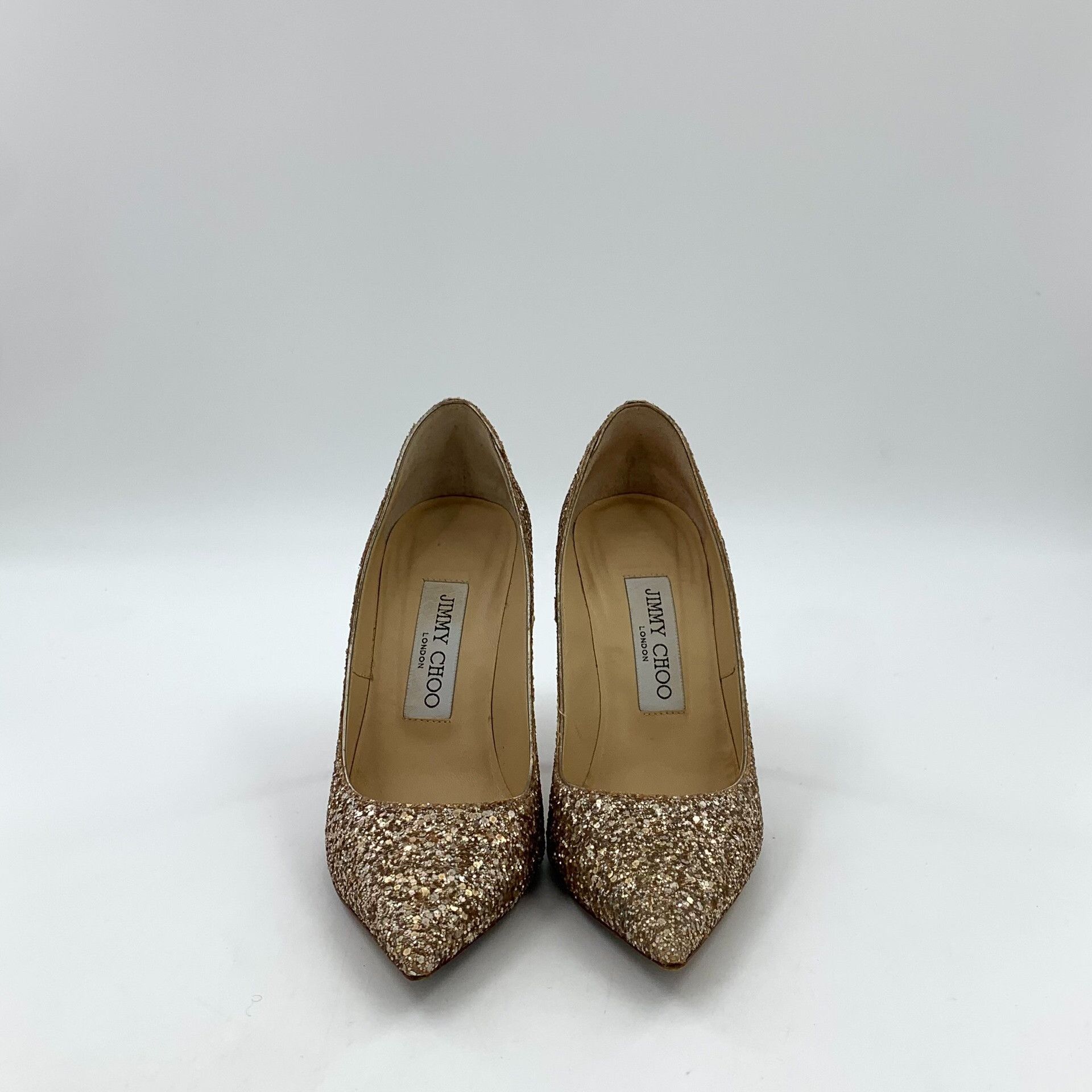 Jimmy Choo Jimmy Choo Gold Glitter Pointed Toe Pumps IT 35 Size US 5 / IT 35 - 4 Thumbnail