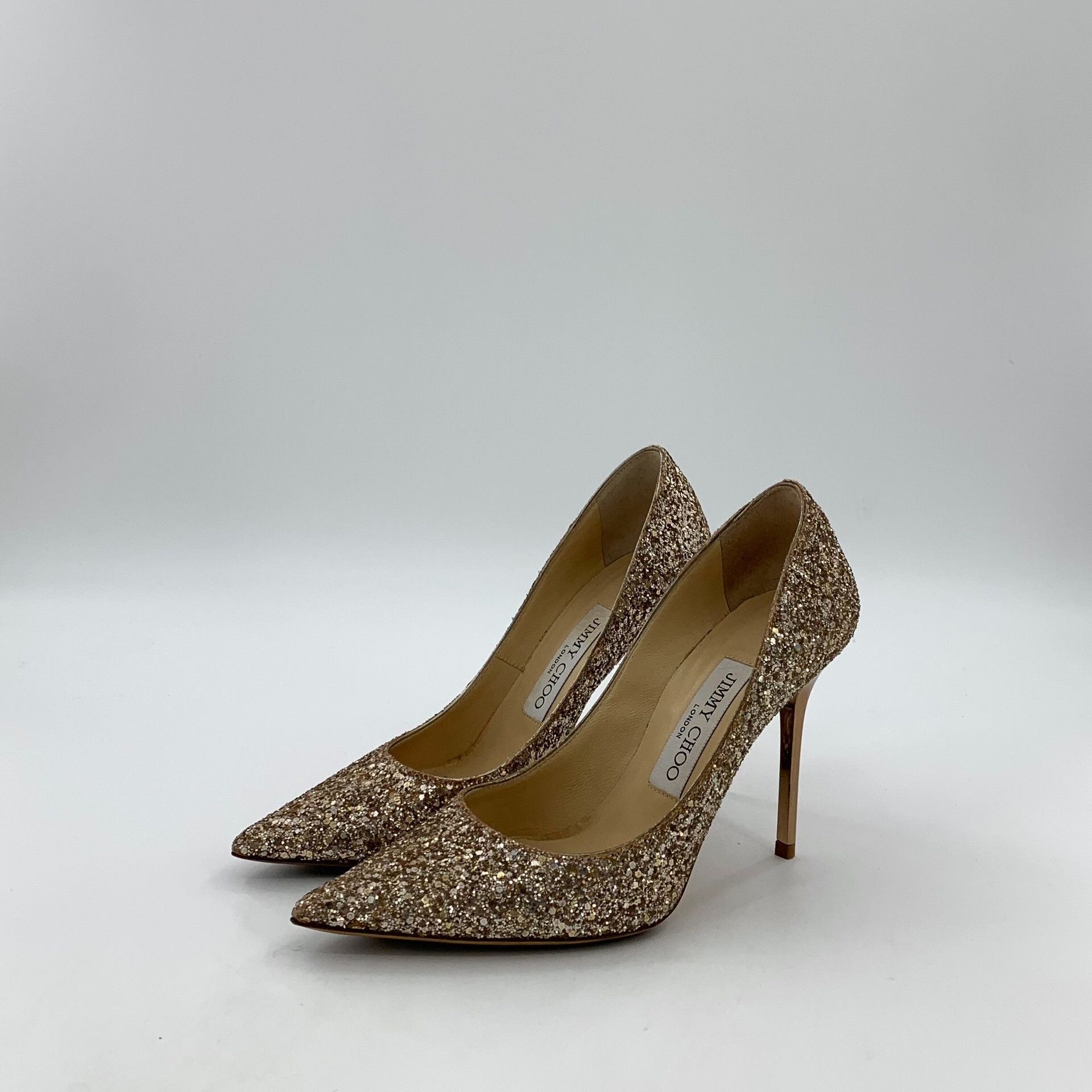 Jimmy Choo Jimmy Choo Gold Glitter Pointed Toe Pumps IT 35 Size US 5 / IT 35 - 2 Thumbnail