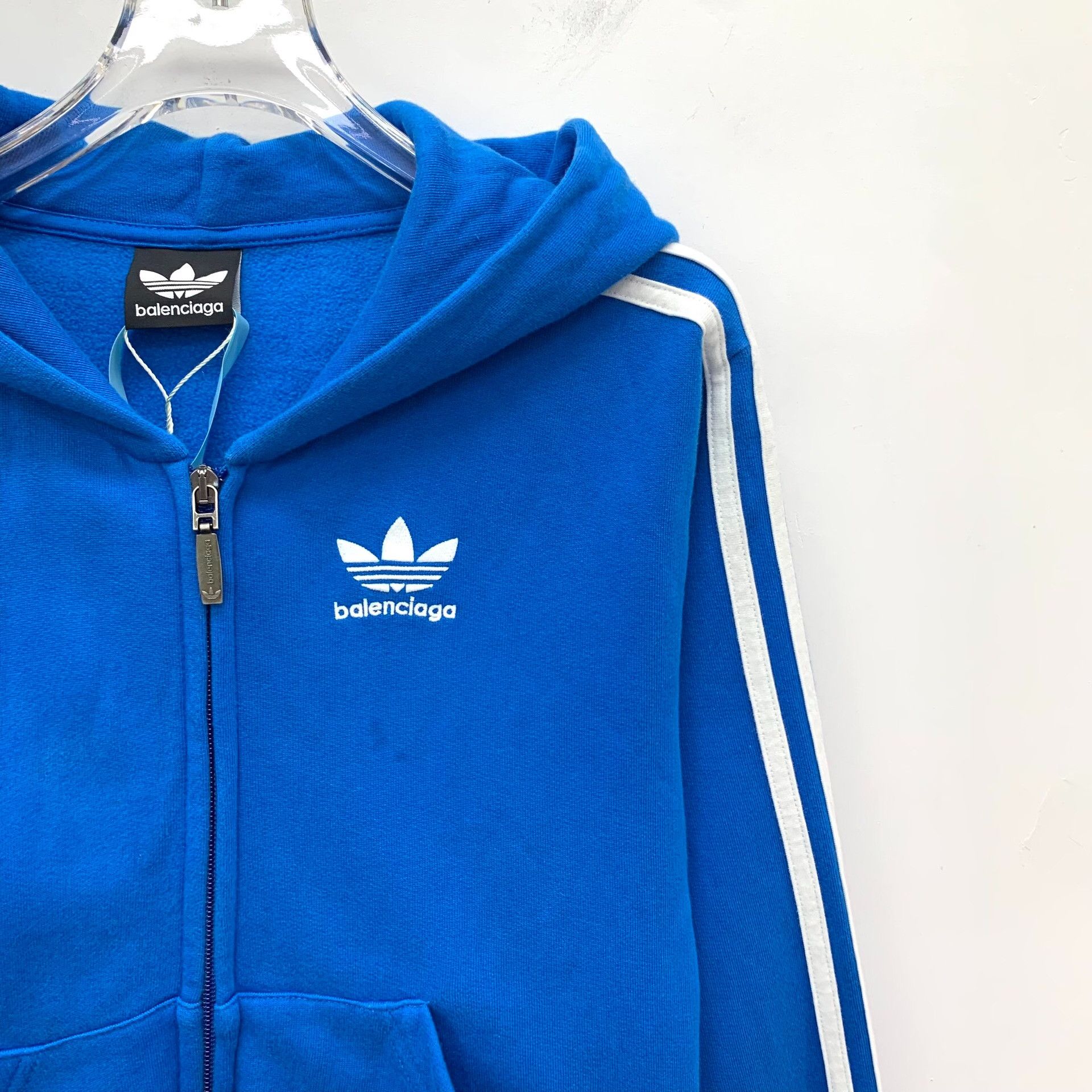 Adidas × Balenciaga Balenciaga x Adidas Blue Stripe Zip Hoodie 8 Size US XXS / EU 40 - 4 Thumbnail
