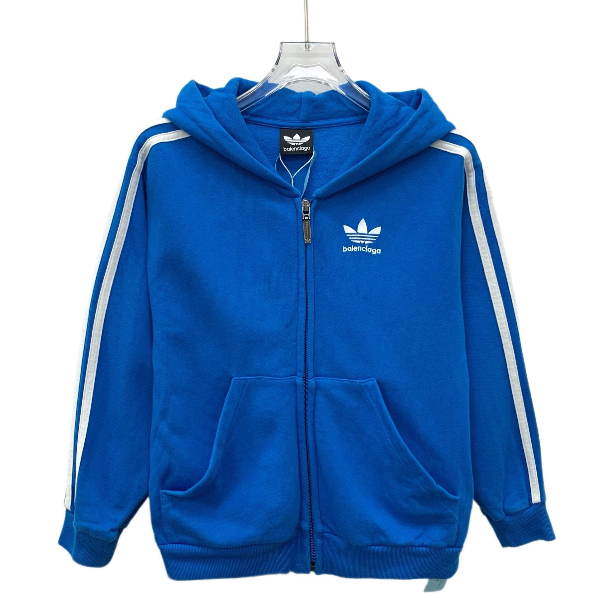 Adidas × Balenciaga Balenciaga x Adidas Blue Stripe Zip Hoodie 8 Size US XXS / EU 40 - 2 Thumbnail