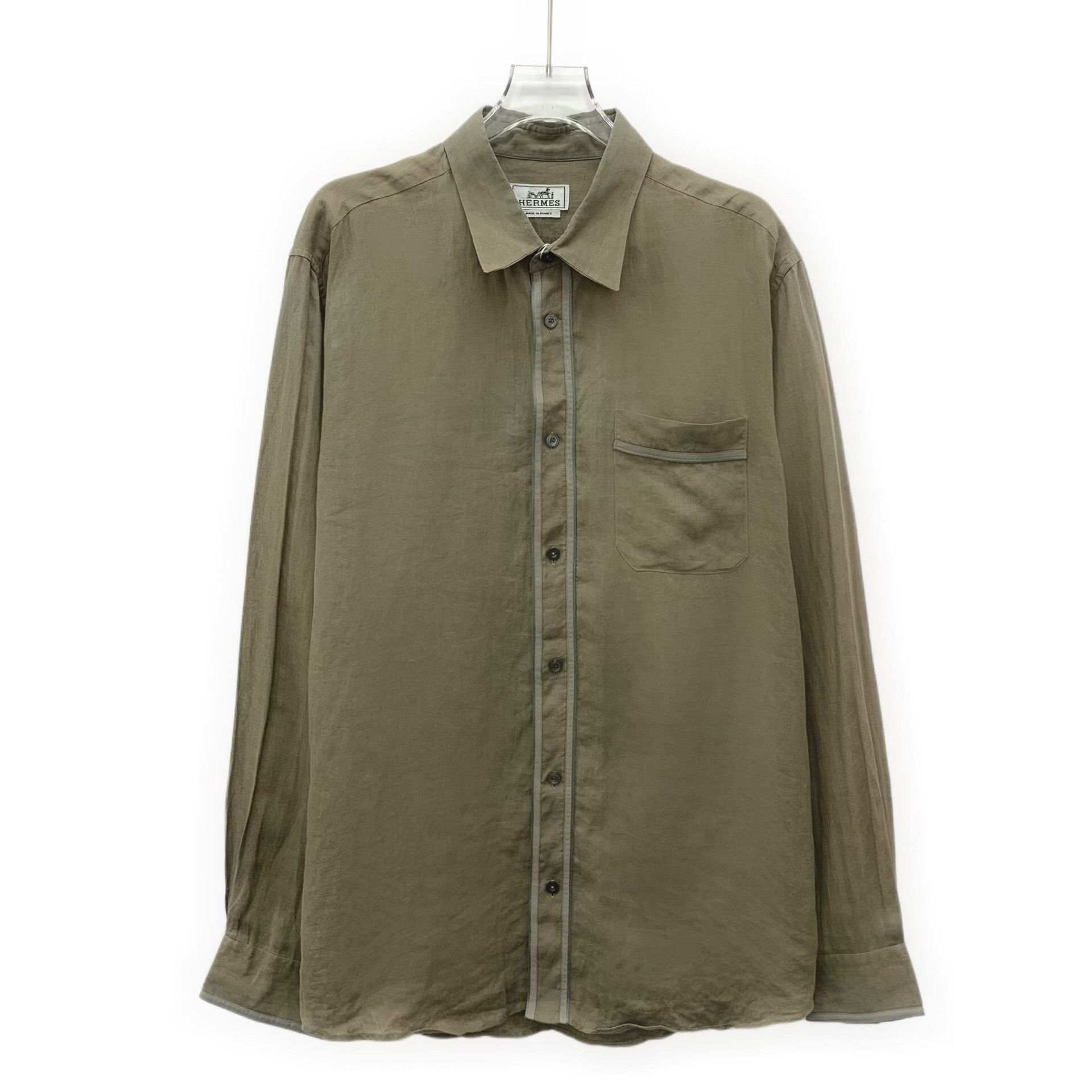 Hermes Hermes Linen Long Sleeve Shirt Size 43 Size US XL / EU 56 / 4 - 2 Thumbnail