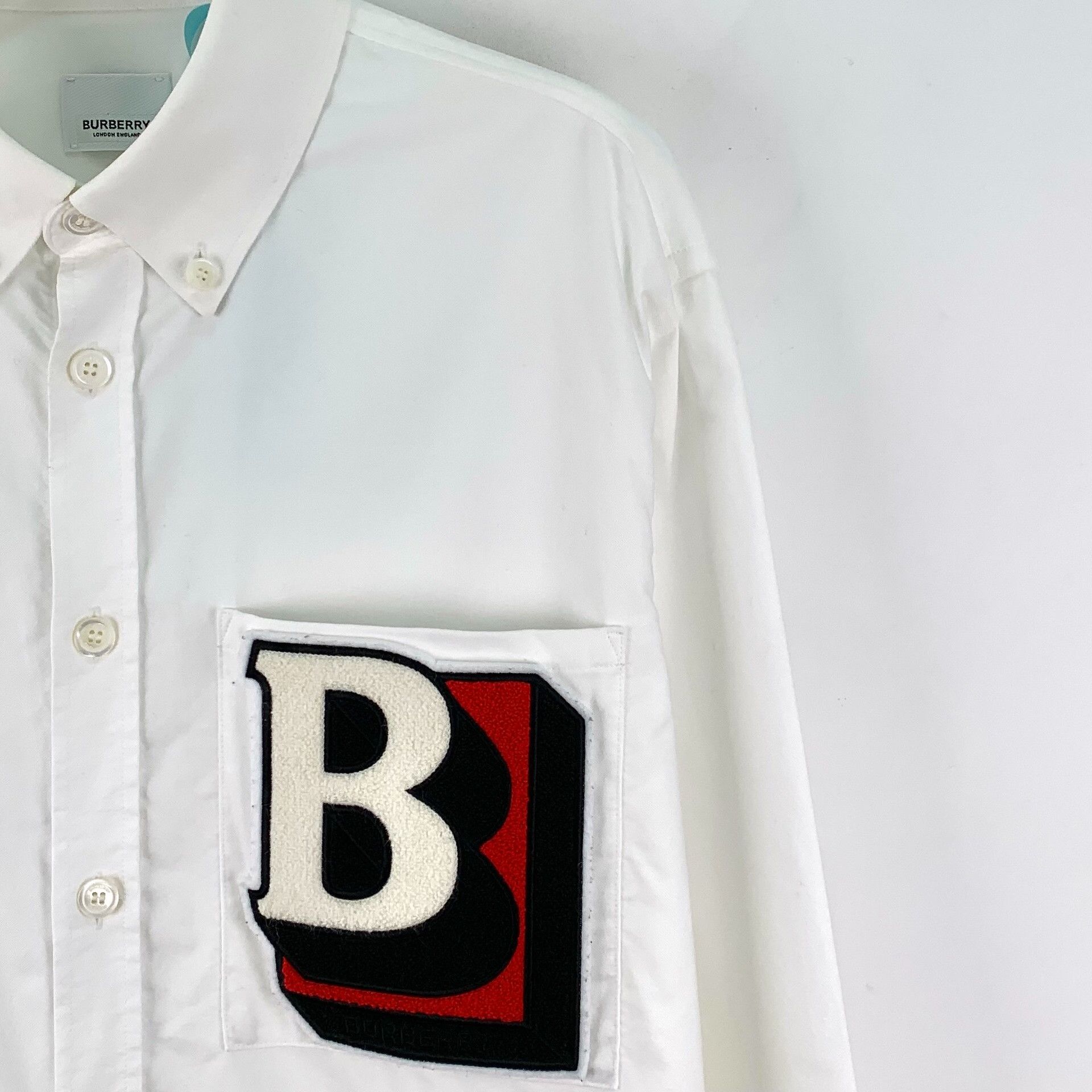 Burberry Burberry Embroidered B Logo Oxford Shirt White L Size US L / EU 52-54 / 3 - 4 Thumbnail