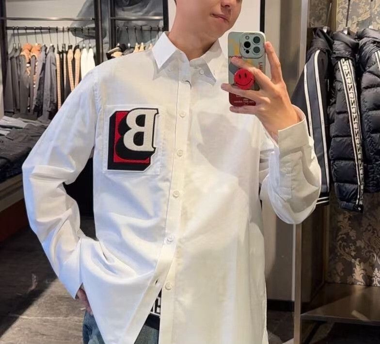 Burberry Burberry Embroidered B Logo Oxford Shirt White L Size US L / EU 52-54 / 3 - 9 Thumbnail