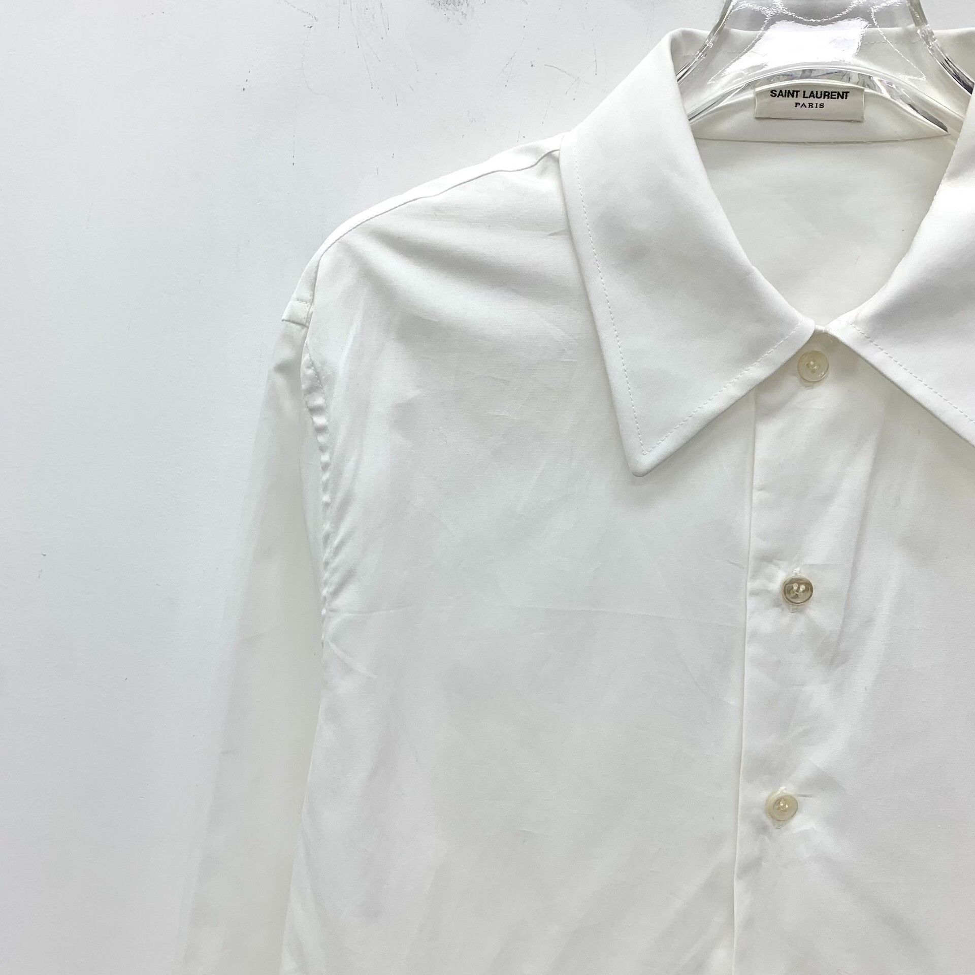 Saint Laurent Paris Saint Laurent White Cotton Long Sleeve Shirt S Size US S / EU 44-46 / 1 - 4 Thumbnail