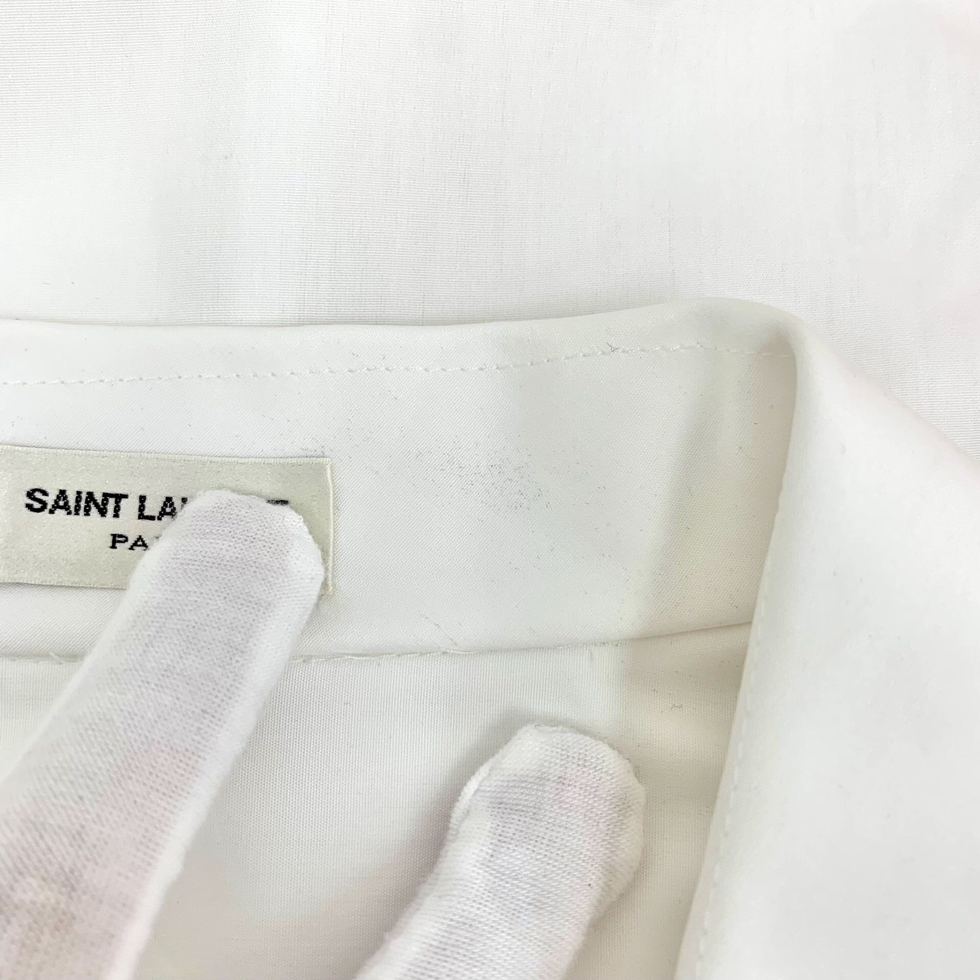 Saint Laurent Paris Saint Laurent White Cotton Long Sleeve Shirt S Size US S / EU 44-46 / 1 - 9 Thumbnail