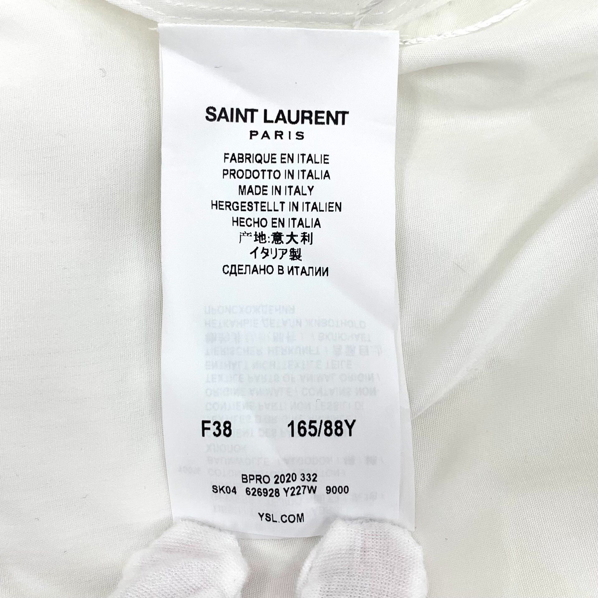 Saint Laurent Paris Saint Laurent White Cotton Long Sleeve Shirt S Size US S / EU 44-46 / 1 - 7 Thumbnail
