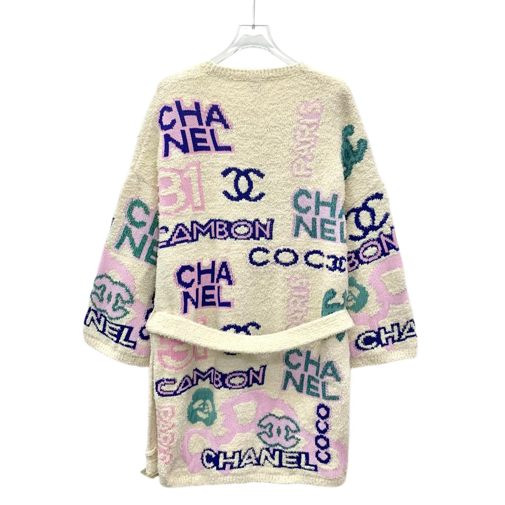 Chanel Chanel Logo Intarsia Belted Cardigan FR 34 Size XS / US 0-2 / IT 36-38 - 3 Thumbnail