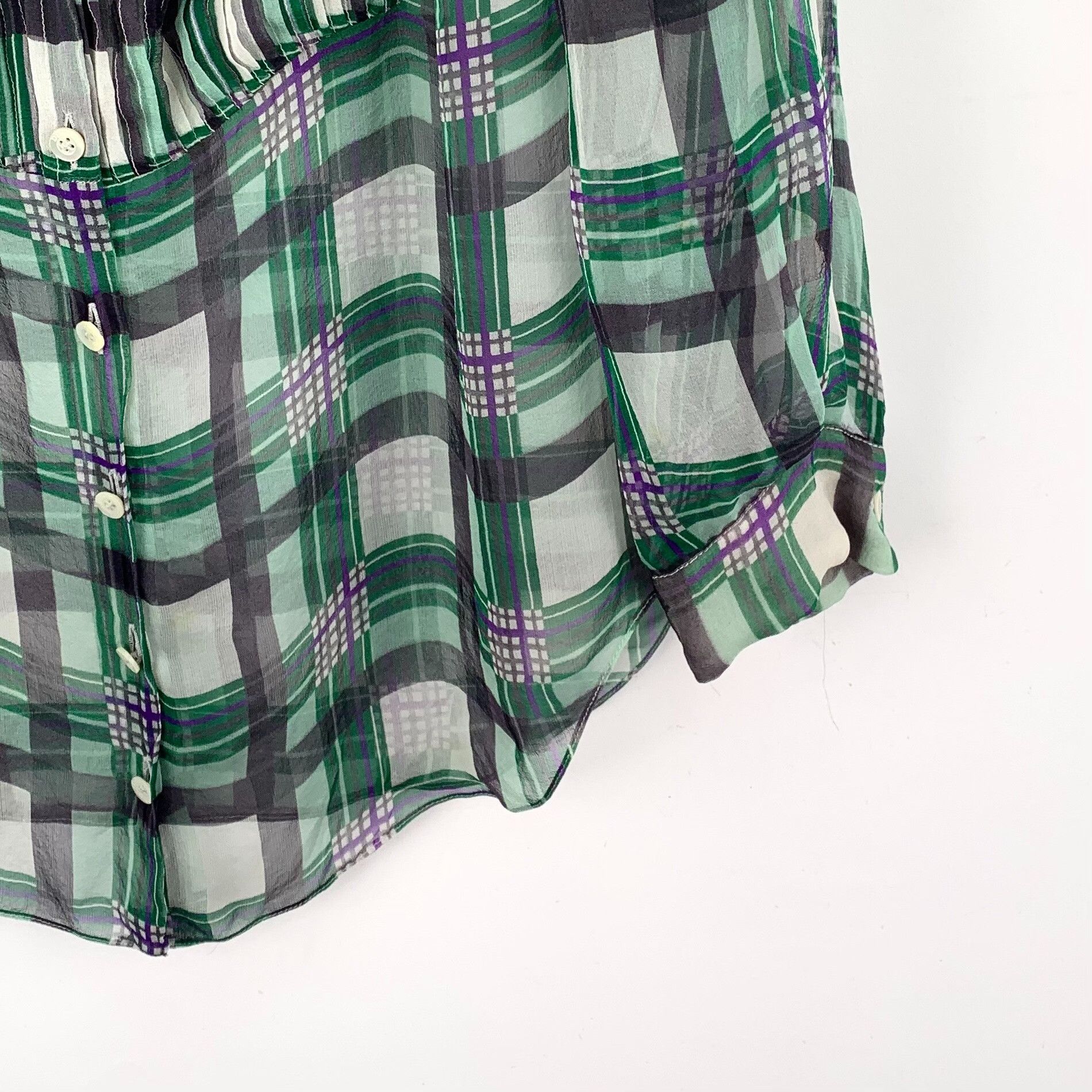 Dior Dior Plaid Silk Ruffle Bow Blouse FR 38 Size S / US 4 / IT 40 - 5 Thumbnail