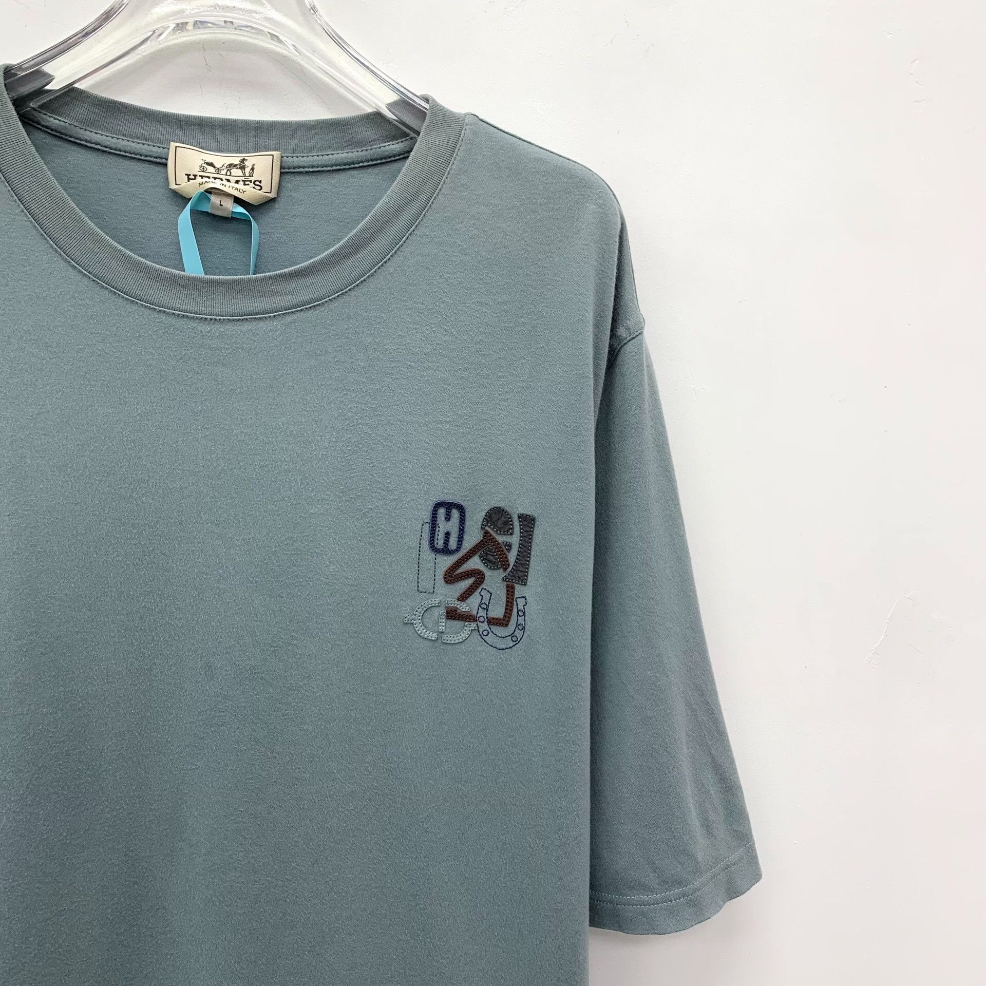 Hermes Hermes Embroidered Cotton T-Shirt Size L Size US L / EU 52-54 / 3 - 4 Thumbnail