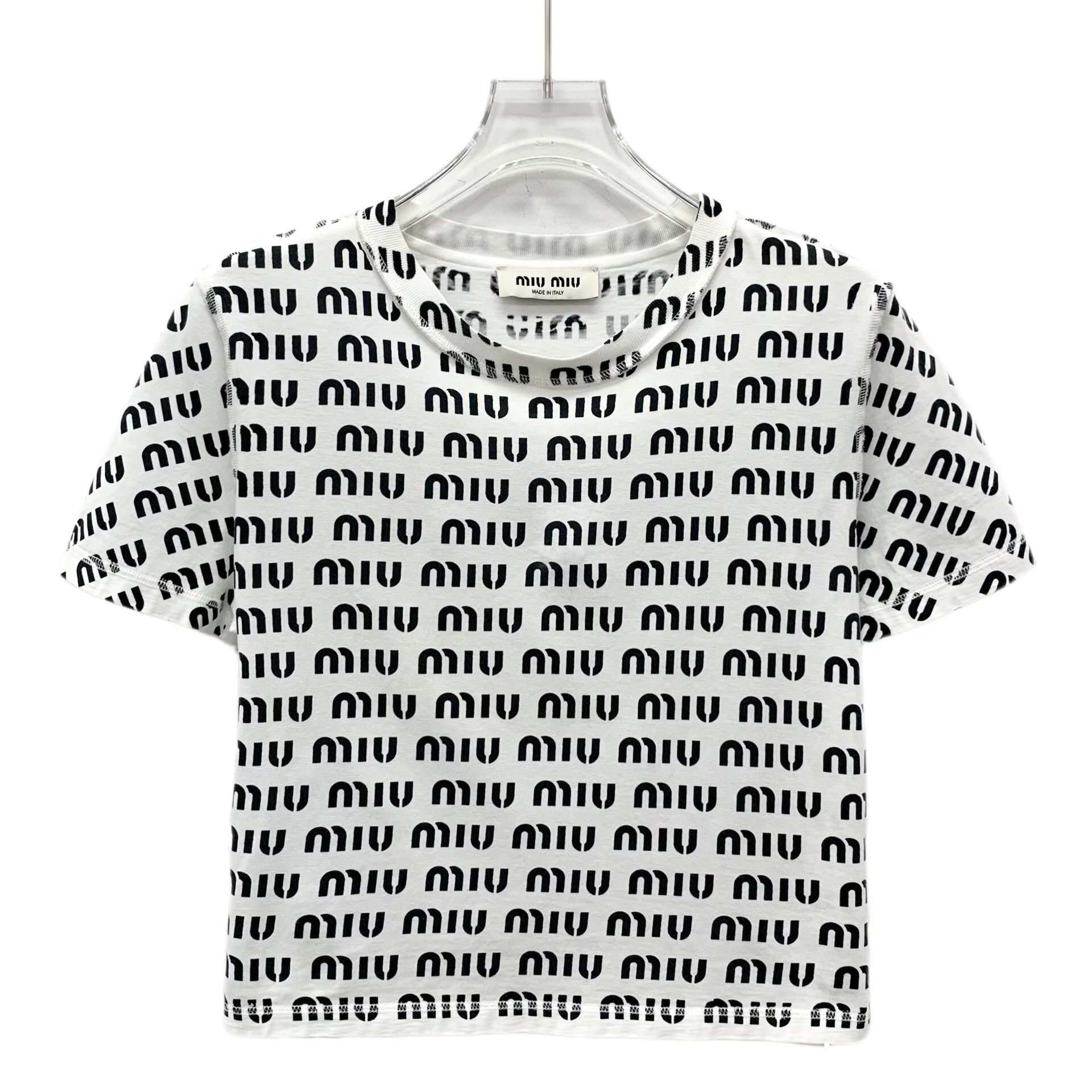 Miu Miu Miu Miu All-Over Logo Print T-Shirt XS Size XS / US 0-2 / IT 36-38 - 2 Thumbnail