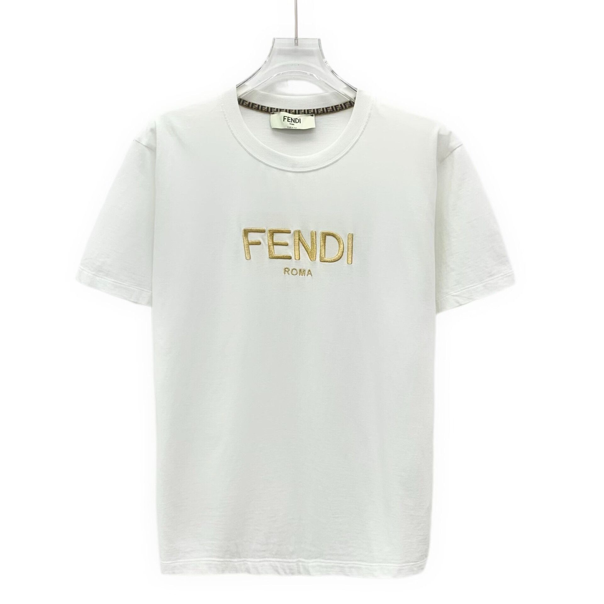 Fendi Fendi Gold Logo Embroidered T-Shirt Size M Size M / US 6-8 / IT 42-44 - 2 Thumbnail