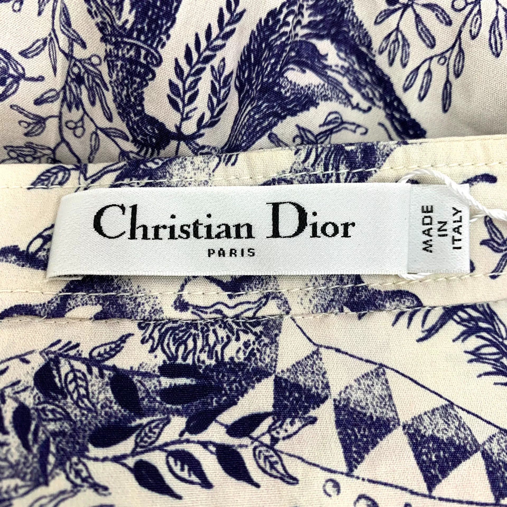 Dior Dior Printed Cotton Silk Belted Midi Dress 40 Size M / US 6-8 / IT 42-44 - 7 Thumbnail