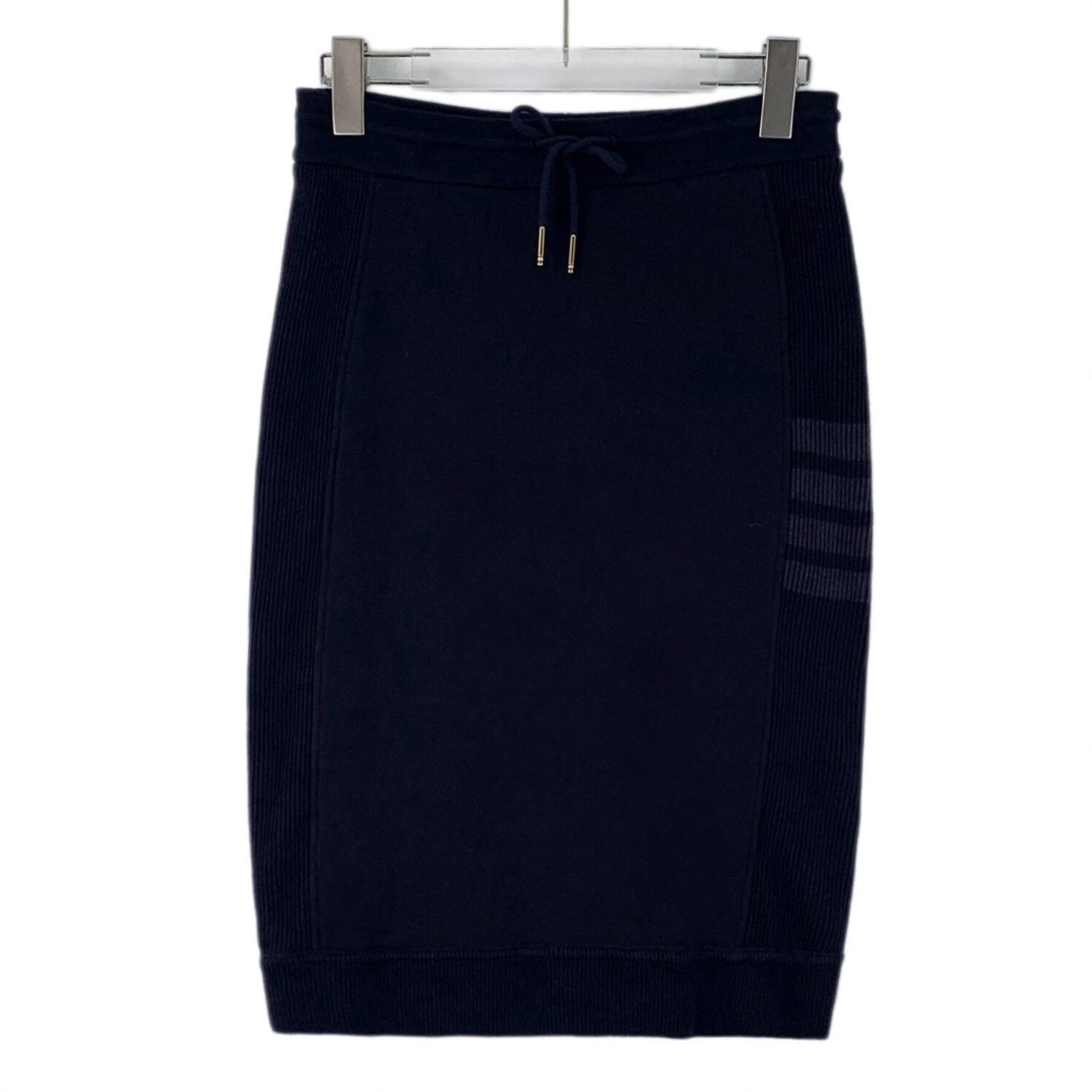Thom Browne Thom Browne 4-Bar Navy Cotton Midi Skirt IT 40 Size 27" / US 4 / IT 40 - 2 Thumbnail