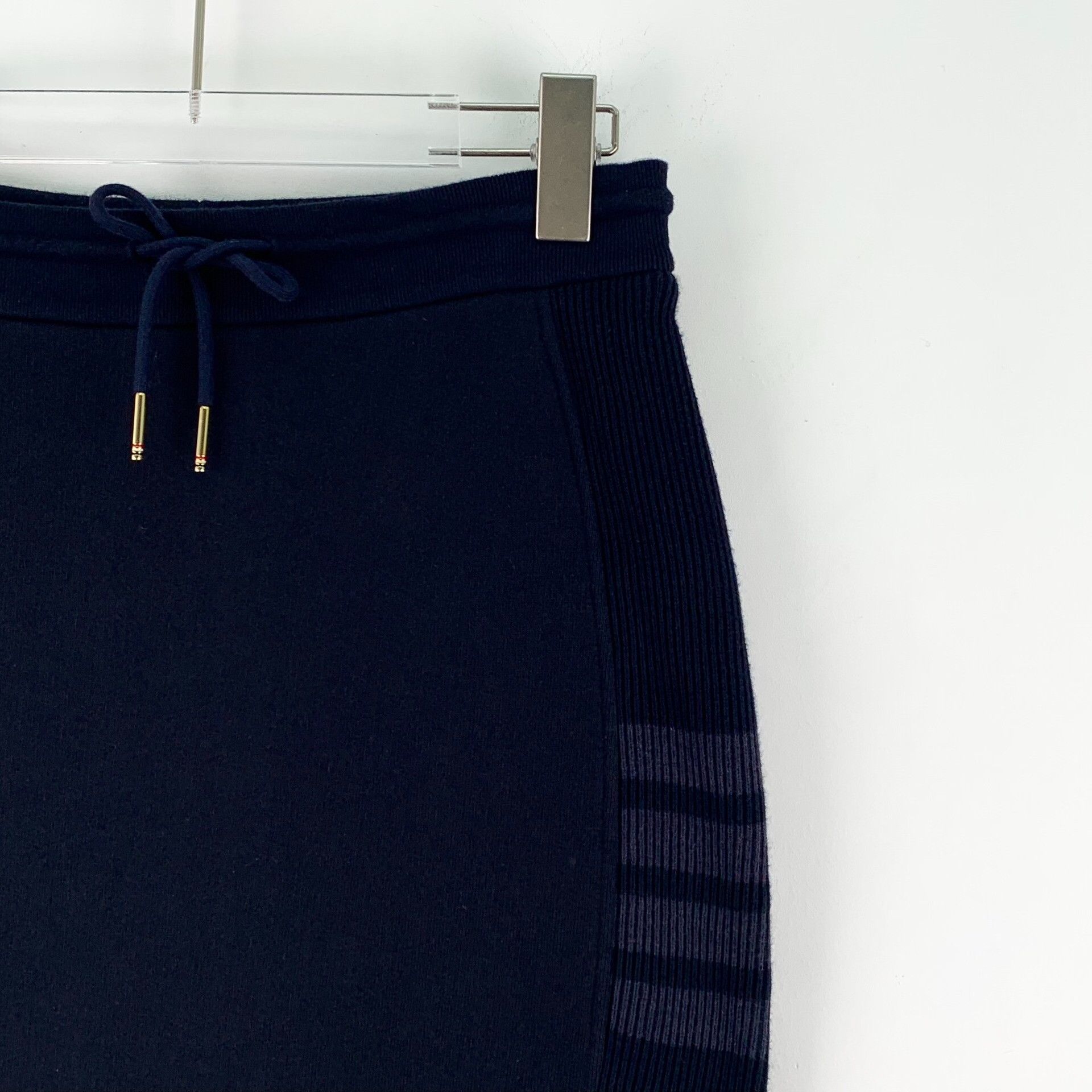 Thom Browne Thom Browne 4-Bar Navy Cotton Midi Skirt IT 40 Size 27" / US 4 / IT 40 - 4 Thumbnail