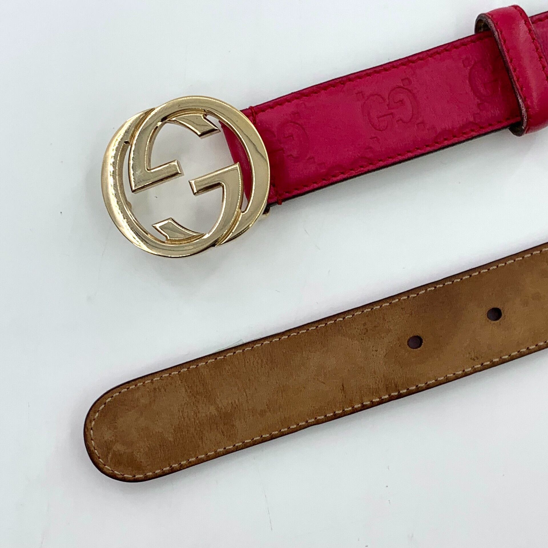 Gucci Gucci GG Embossed Leather Interlocking G Belt 75/30 Size ONE SIZE - 6 Thumbnail