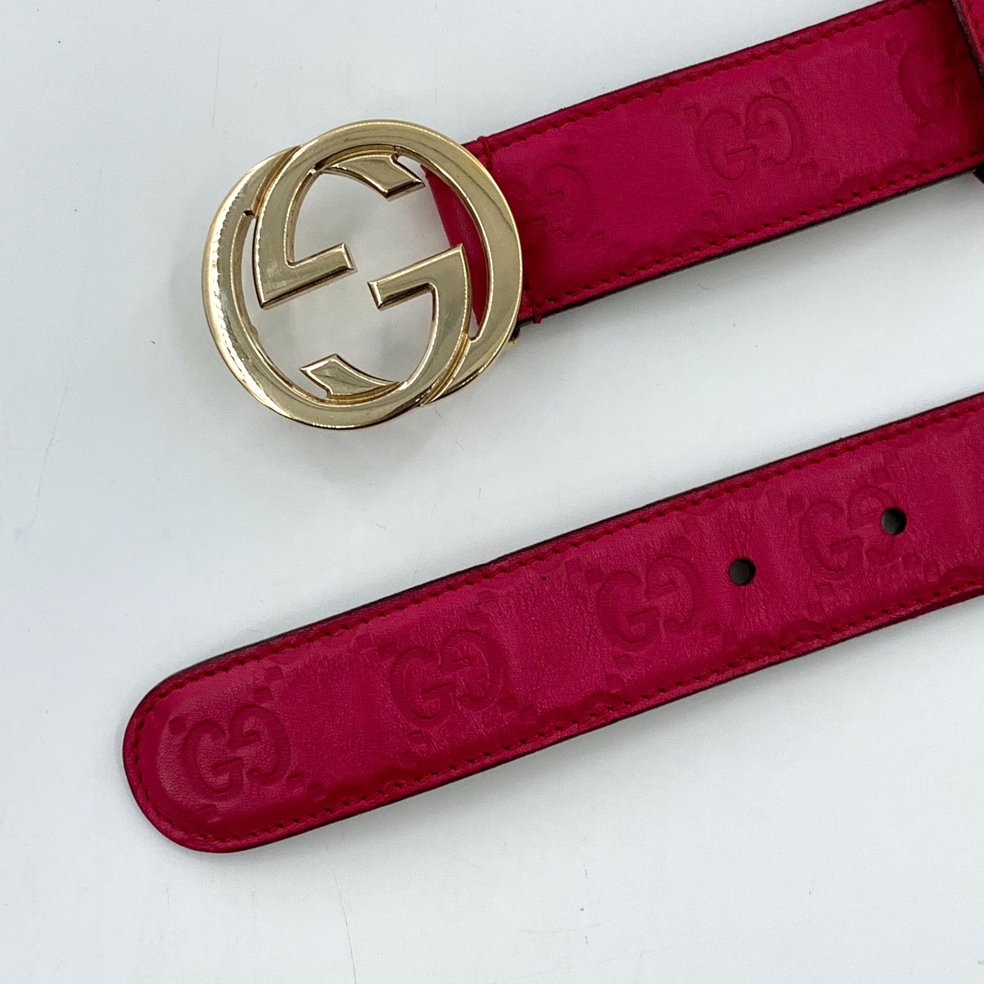 Gucci Gucci GG Embossed Leather Interlocking G Belt 75/30 Size ONE SIZE - 5 Thumbnail