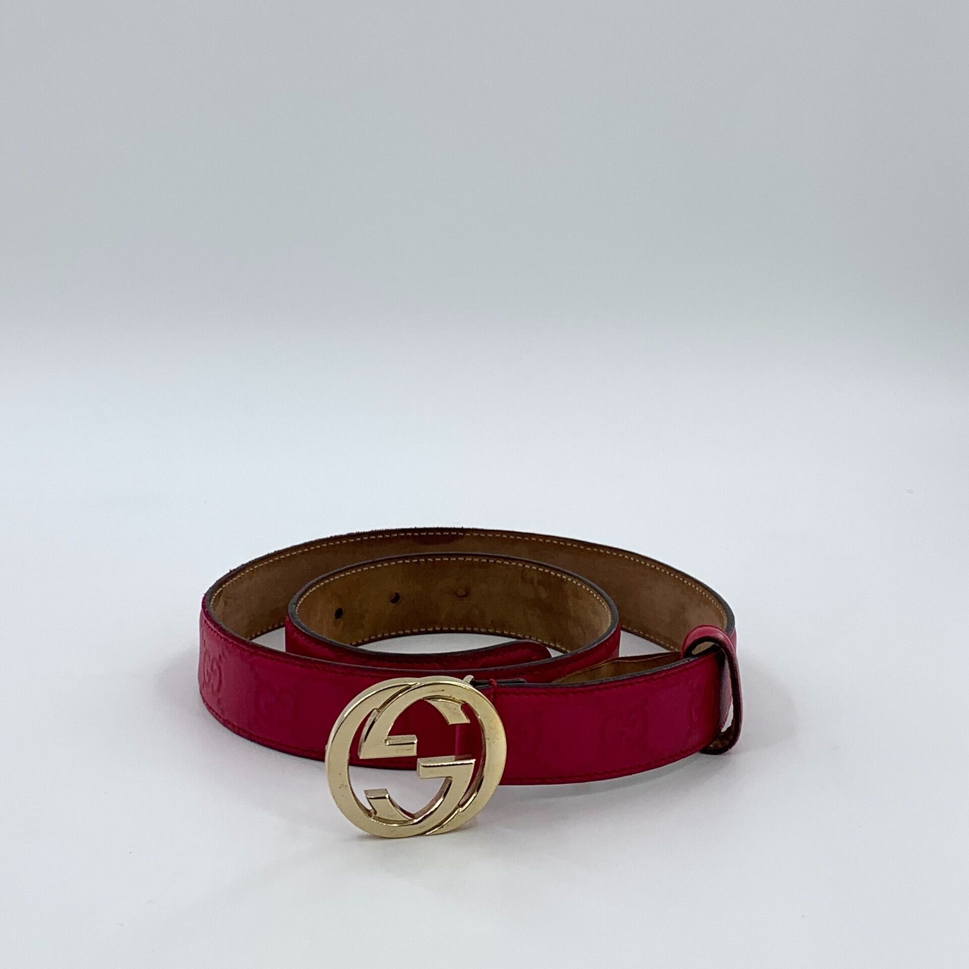 Gucci Gucci GG Embossed Leather Interlocking G Belt 75/30 Size ONE SIZE - 3 Thumbnail