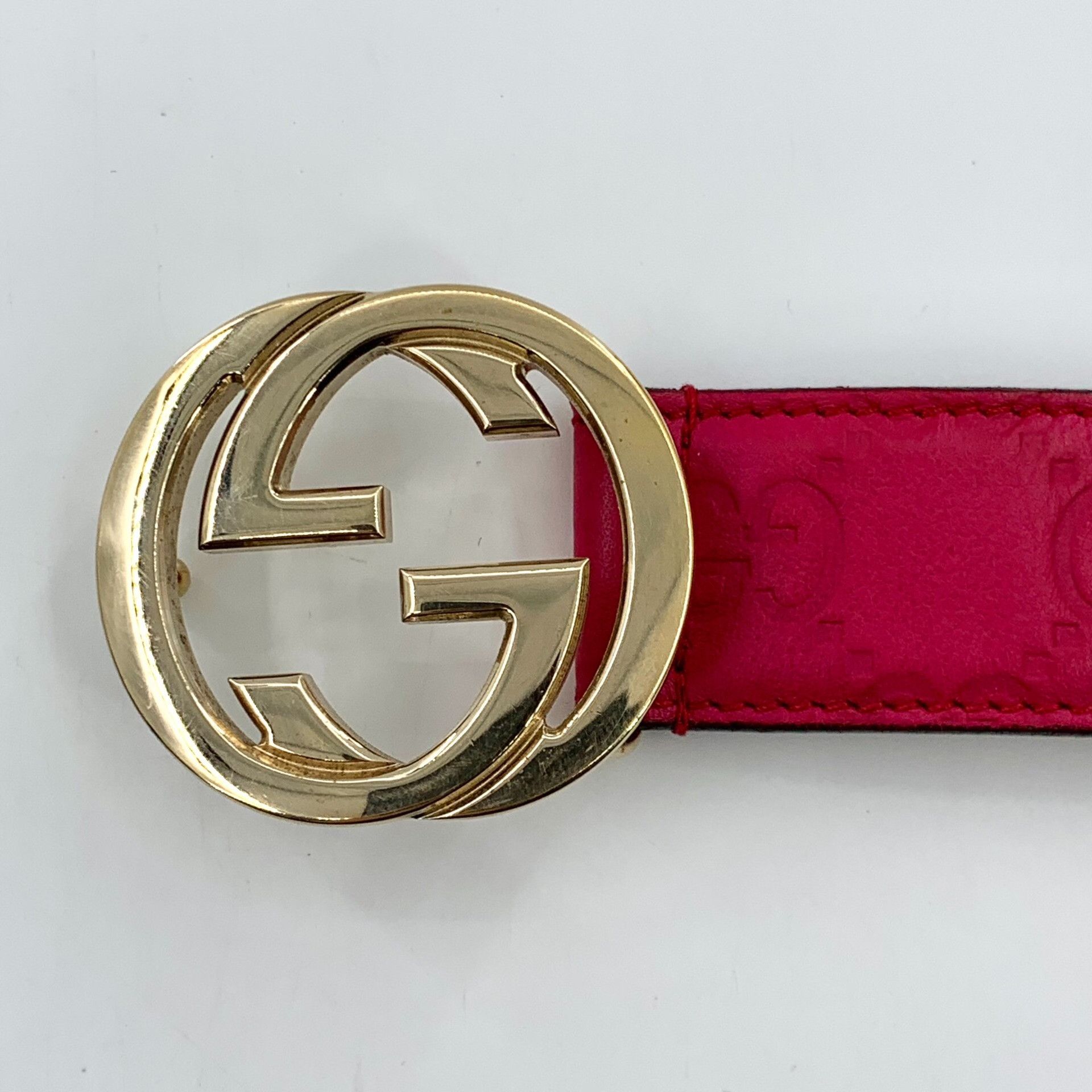 Gucci Gucci GG Embossed Leather Interlocking G Belt 75/30 Size ONE SIZE - 8 Thumbnail