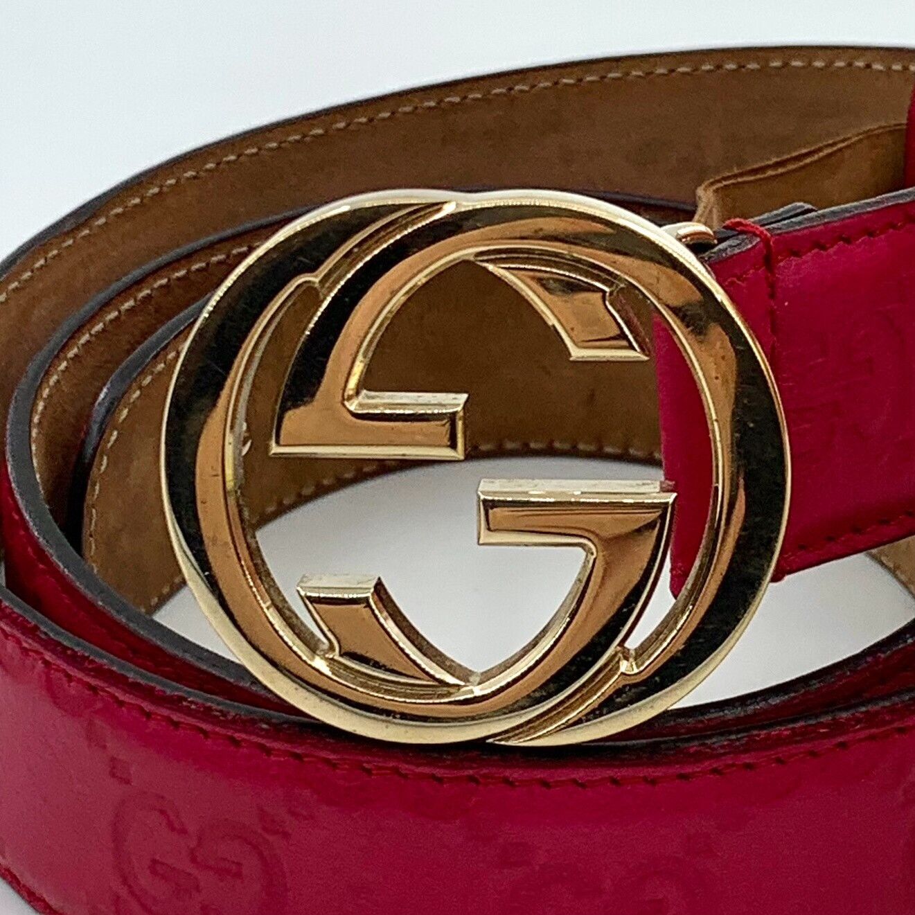 Gucci Gucci GG Embossed Leather Interlocking G Belt 75/30 Size ONE SIZE - 4 Thumbnail
