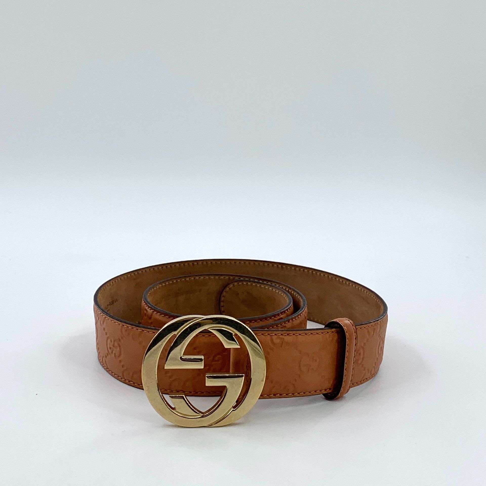 Gucci Gucci Orange Guccissima Leather GG Buckle Belt 36 Size 36 - 3 Thumbnail