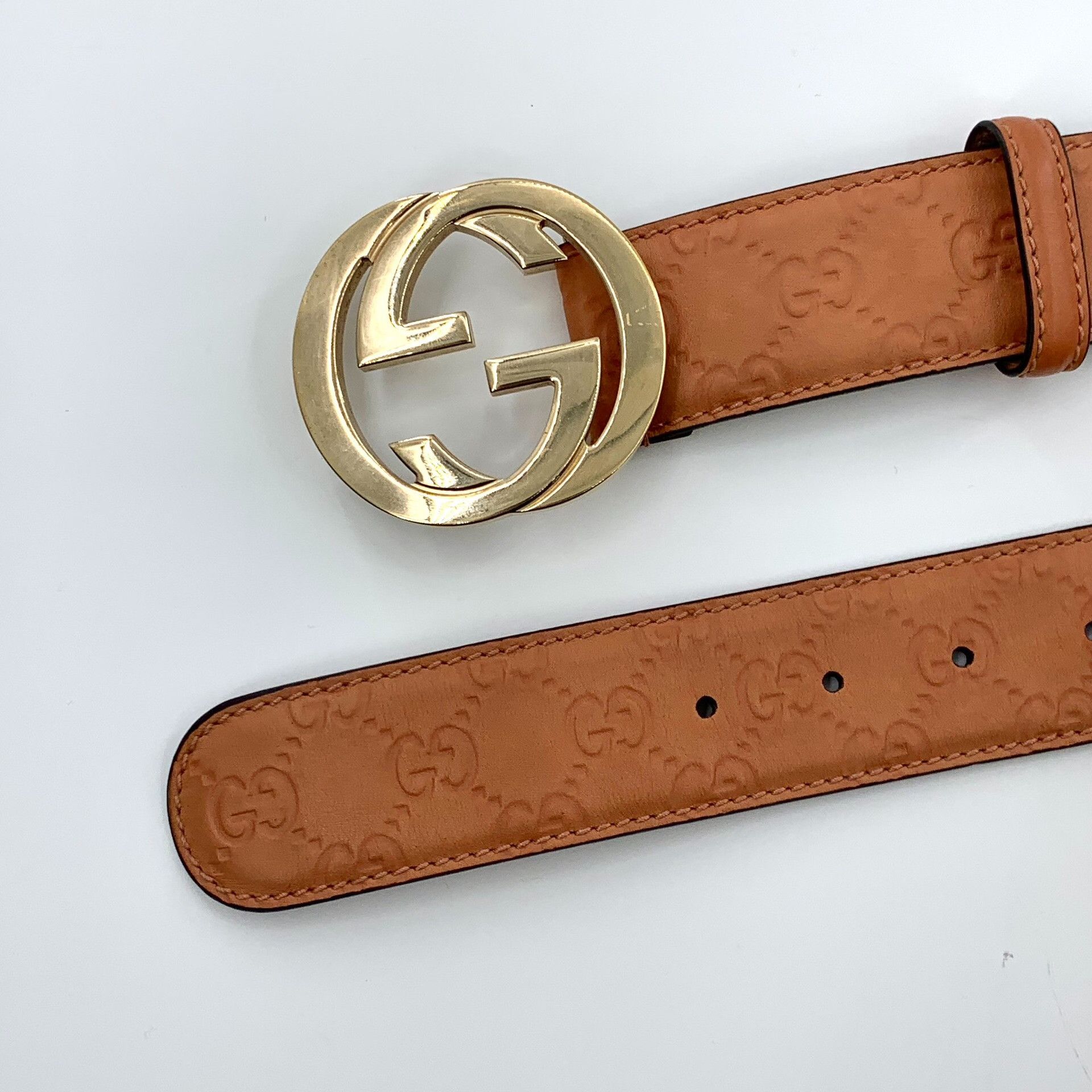 Gucci Gucci Orange Guccissima Leather GG Buckle Belt 36 Size 36 - 5 Thumbnail