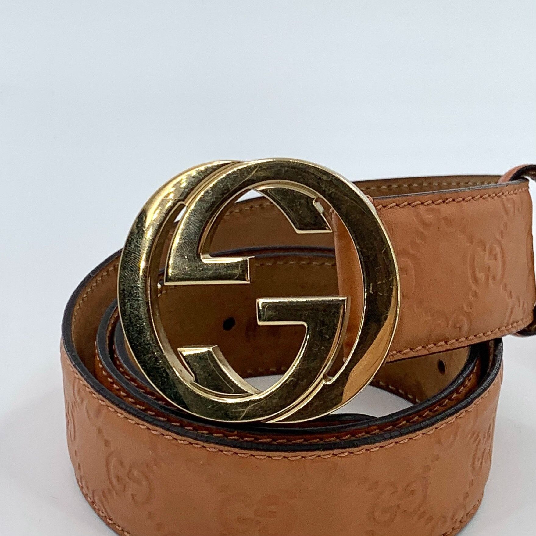 Gucci Gucci Orange Guccissima Leather GG Buckle Belt 36 Size 36 - 4 Thumbnail