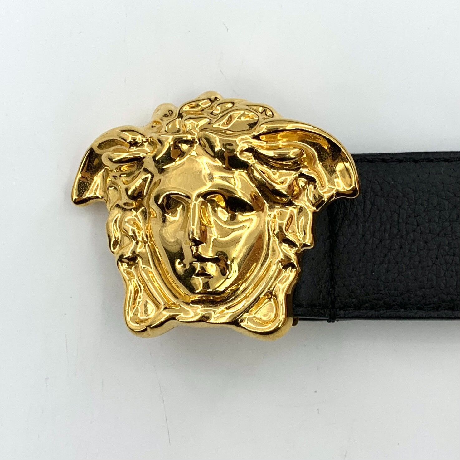 Versace Versace Gold Medusa Buckle Pebbled Leather Belt 104cm Size ONE SIZE - 8 Thumbnail