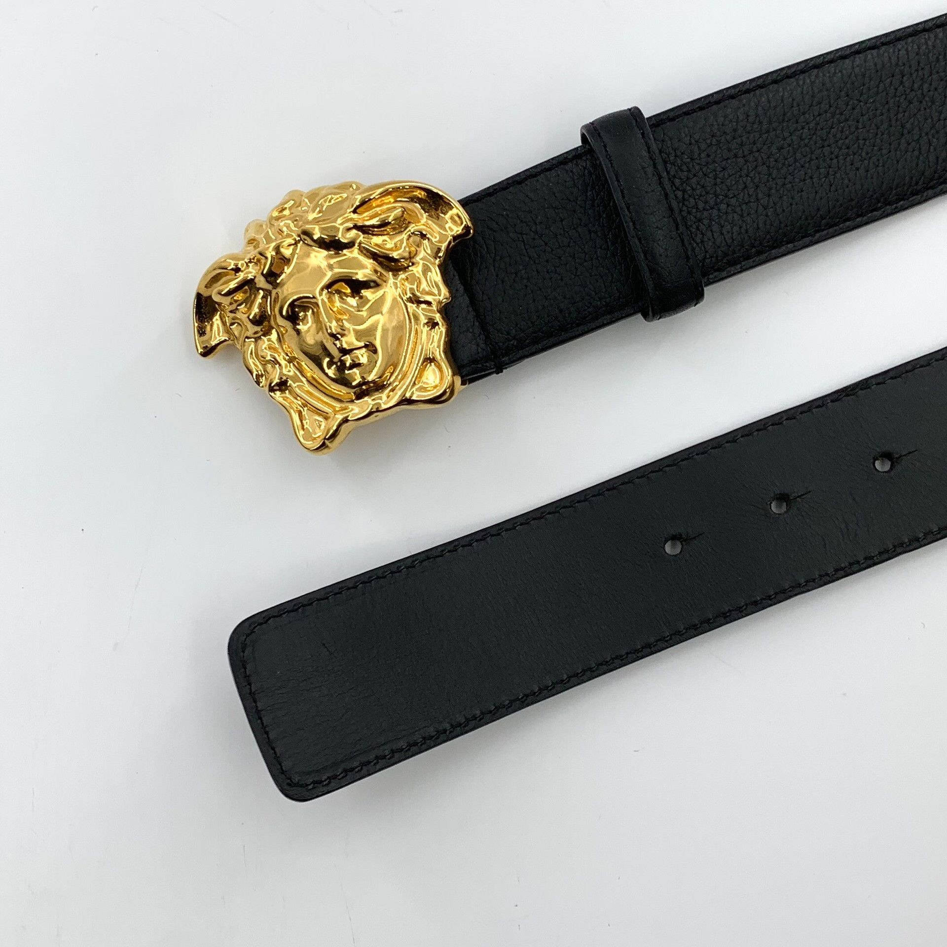 Versace Versace Gold Medusa Buckle Pebbled Leather Belt 104cm Size ONE SIZE - 6 Thumbnail