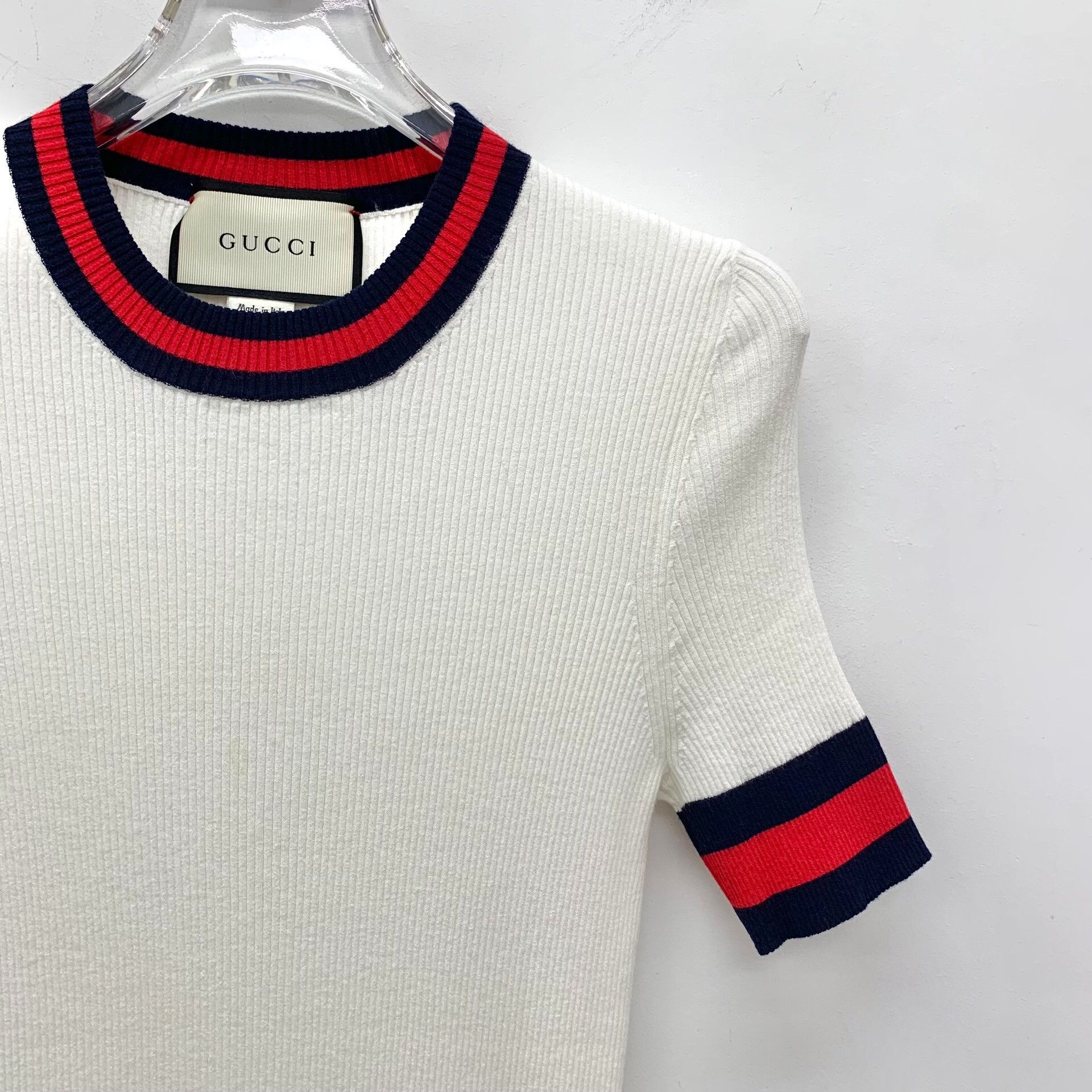 Gucci Gucci Web Stripe Ribbed Knit Top L Size US L / EU 52-54 / 3 - 4 Thumbnail
