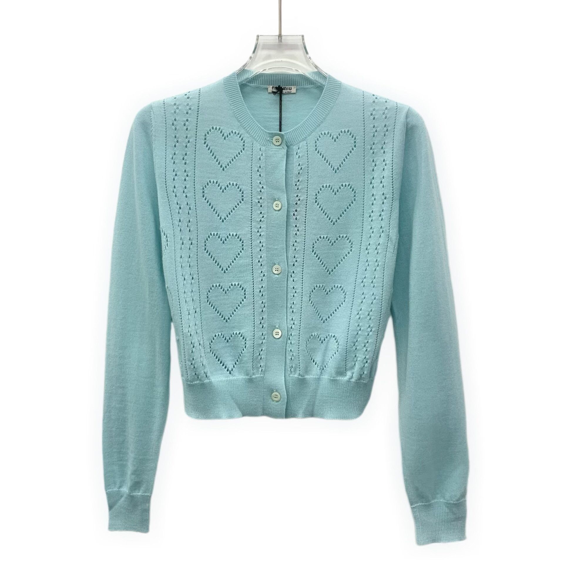 Miu Miu Miu Miu Heart Open-Work Knit Cardigan it_36 Size XS / US 0-2 / IT 36-38 - 2 Thumbnail