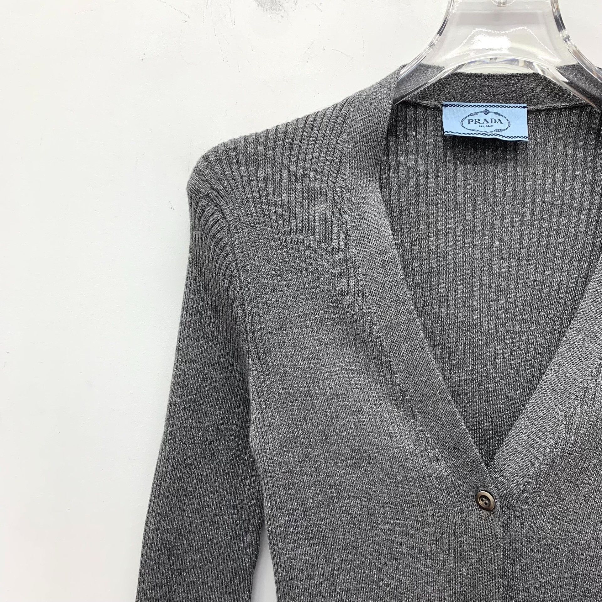 Prada Prada Ribbed Metallic Wool Silk Cardigan IT 38 Size XS / US 0-2 / IT 36-38 - 4 Thumbnail