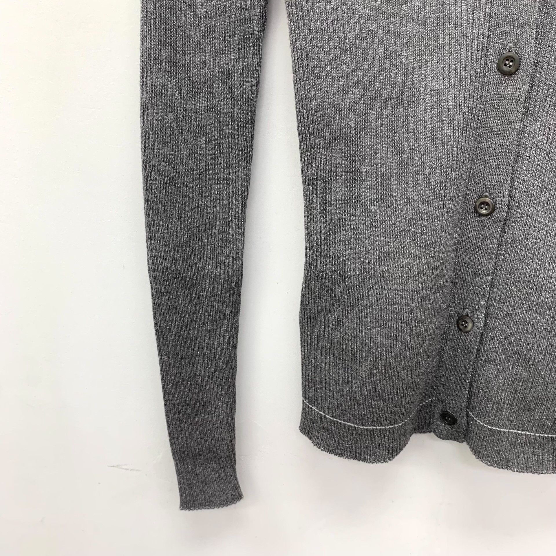 Prada Prada Ribbed Metallic Wool Silk Cardigan IT 38 Size XS / US 0-2 / IT 36-38 - 5 Thumbnail