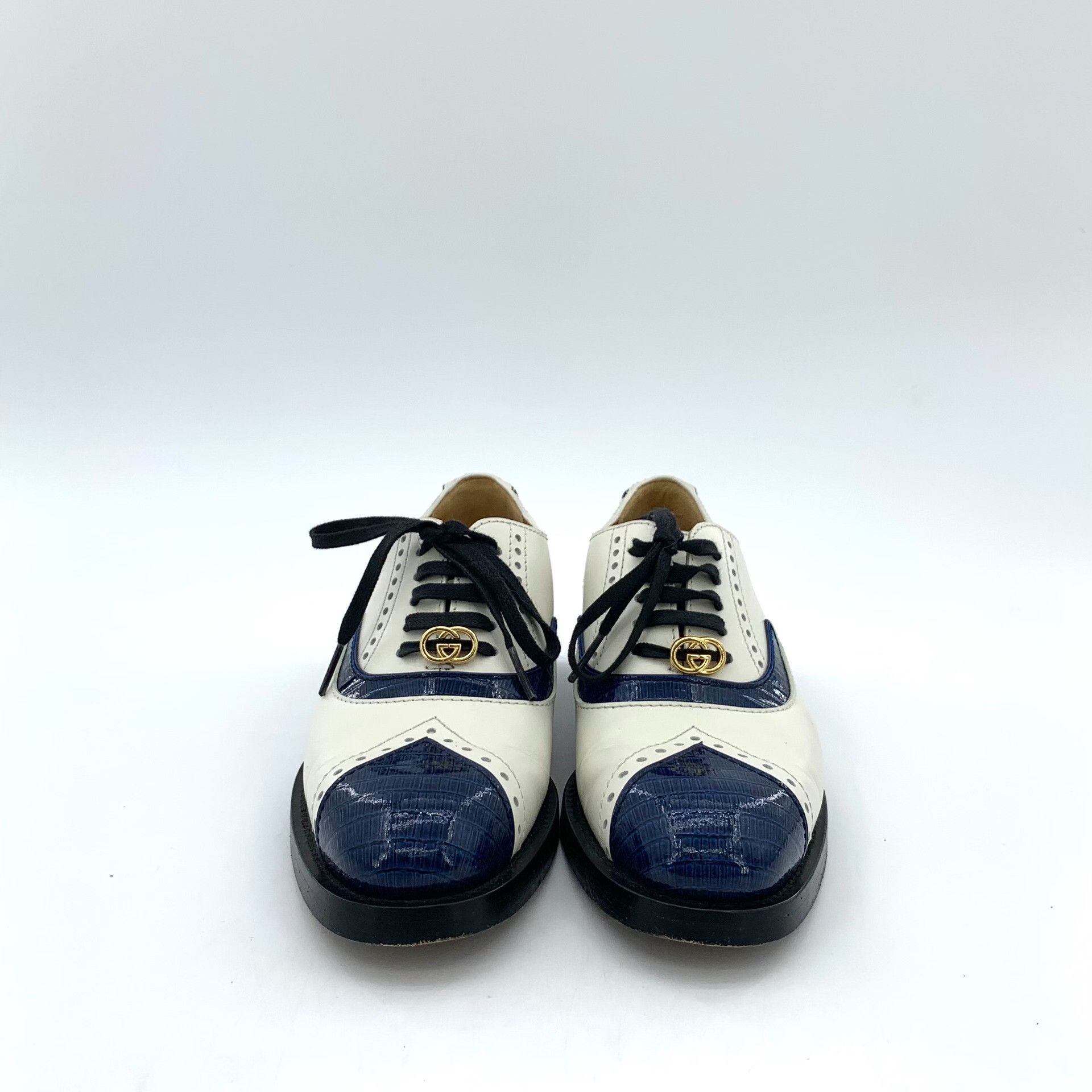 Gucci Gucci Colorblock Lace-Up Leather Flats 38 Size US 8 / IT 38 - 4 Thumbnail