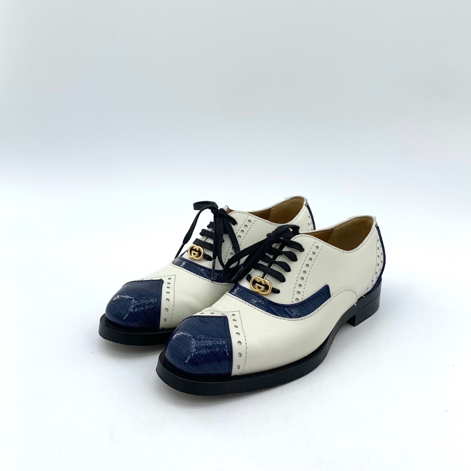 Gucci Gucci Colorblock Lace-Up Leather Flats 38 Size US 8 / IT 38 - 2 Thumbnail