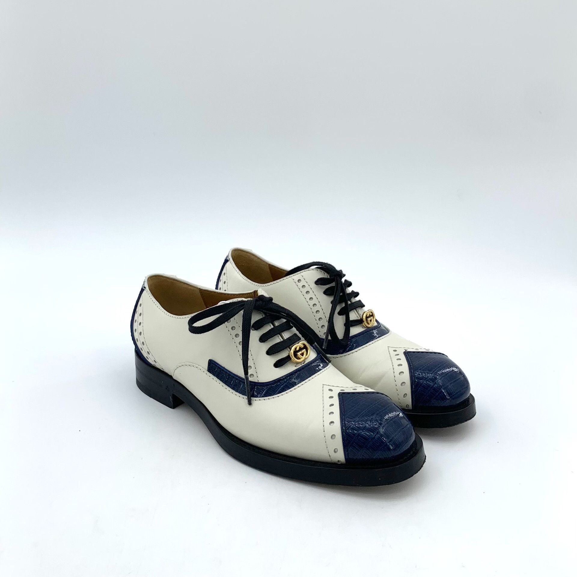 Gucci Gucci Colorblock Lace-Up Leather Flats 38 Size US 8 / IT 38 - 3 Thumbnail