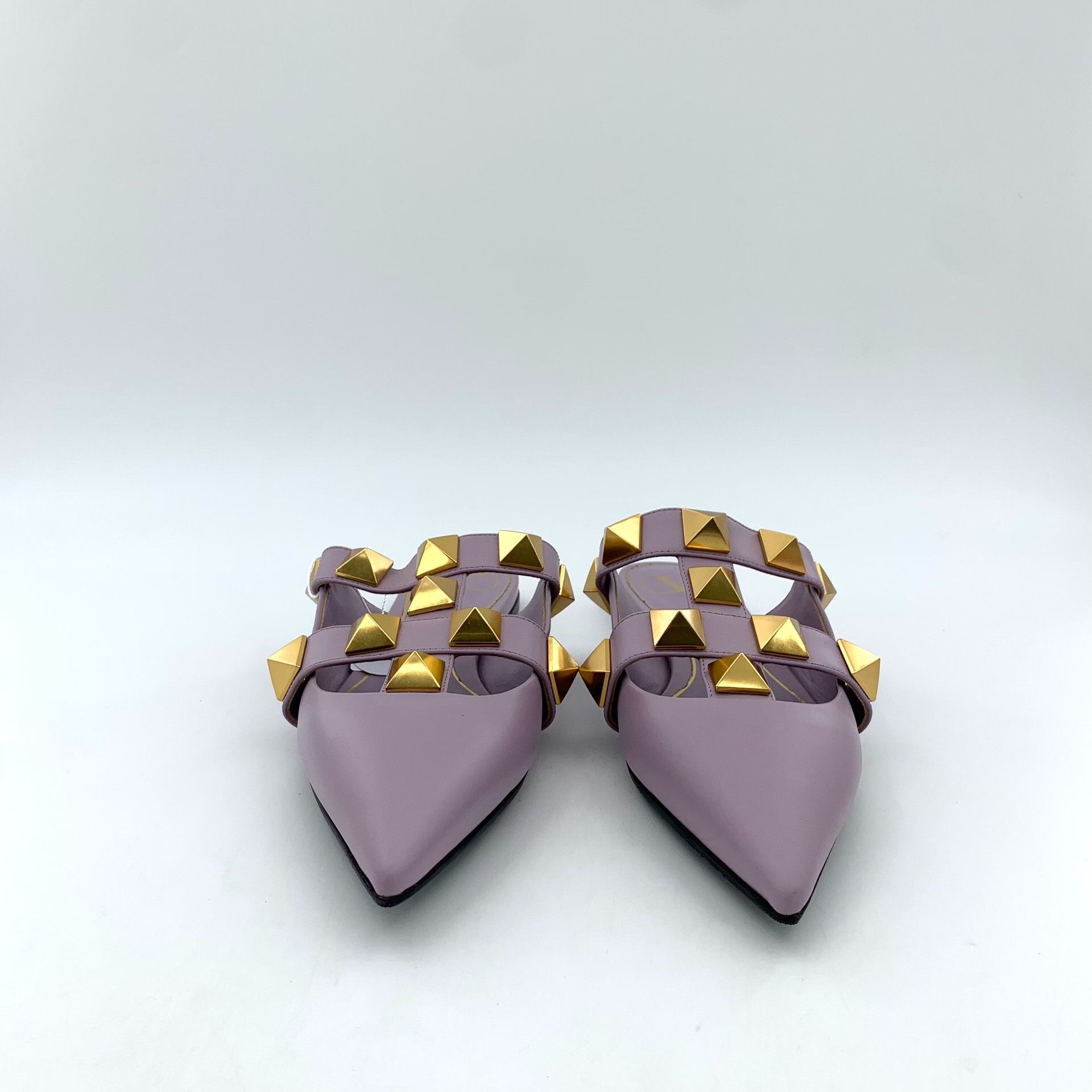 Valentino Valentino Roman Stud Purple Leather Mules 38.5 Size US 8.5 / IT 38.5 - 4 Thumbnail