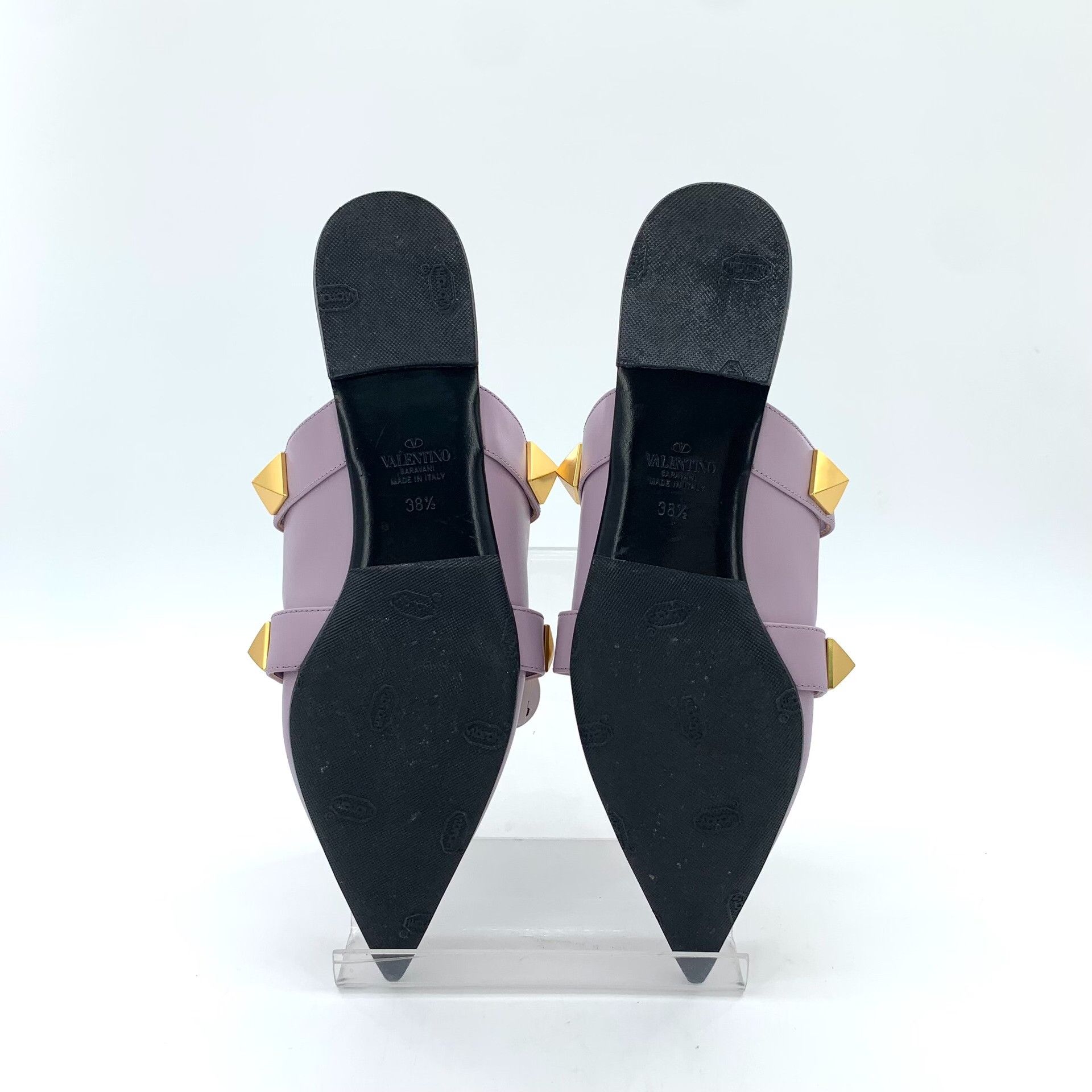 Valentino Valentino Roman Stud Purple Leather Mules 38.5 Size US 8.5 / IT 38.5 - 6 Thumbnail